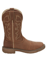 Justin Men's Stampede Rush 11" Square Toe Waterproof EH Work Boots - Tan