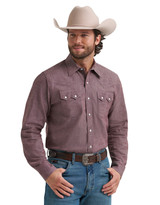 Wrangler Men's Cody Johnson Long Sleeve Chambray Snap Shirt - Maroon
