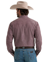 Wrangler Men's Cody Johnson Long Sleeve Chambray Snap Shirt - Maroon