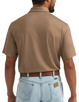Wrangler Men's All Terrain Performance Polo Short Sleeve Print Button Shirt - Carmel Brown