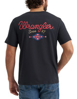 Wrangler Men's "Since '47" Short Sleeve Solid Logo Print Tee Shirt - Black