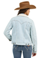 Wrangler Women's Sherpa Lined Denim Button Down Jacket - Bleach
