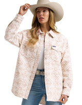 Wrangler Retro Women's Americana Boyfriend Fit Long Sleeve Print Snap Shirt - Cream