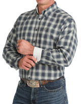 Cinch Men's Long Sleeve Plaid Button Down Shirt - Navy/Green