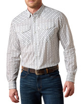 Ariat Men's Everything Stretch Long Sleeve Stripe Snap Shirt - White/Grey