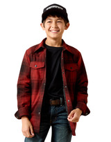 Ariat Boys' Retro Plaid Snap Shirt Jacket - Red