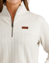 Cinch Women's 1/4 Zip Solid Pullover - Cream