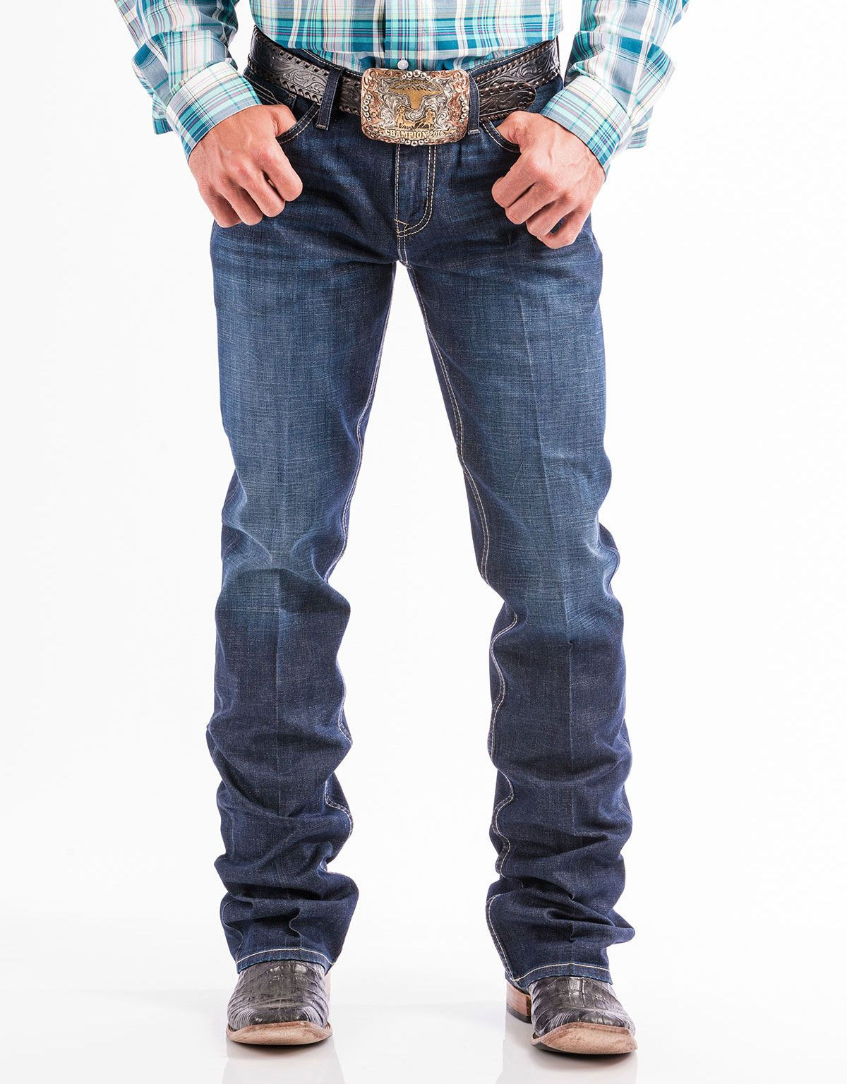 Cinch Men's Jeans Ian Slim Mid-Rise Boot Cut Dark Stonewash -Clearance