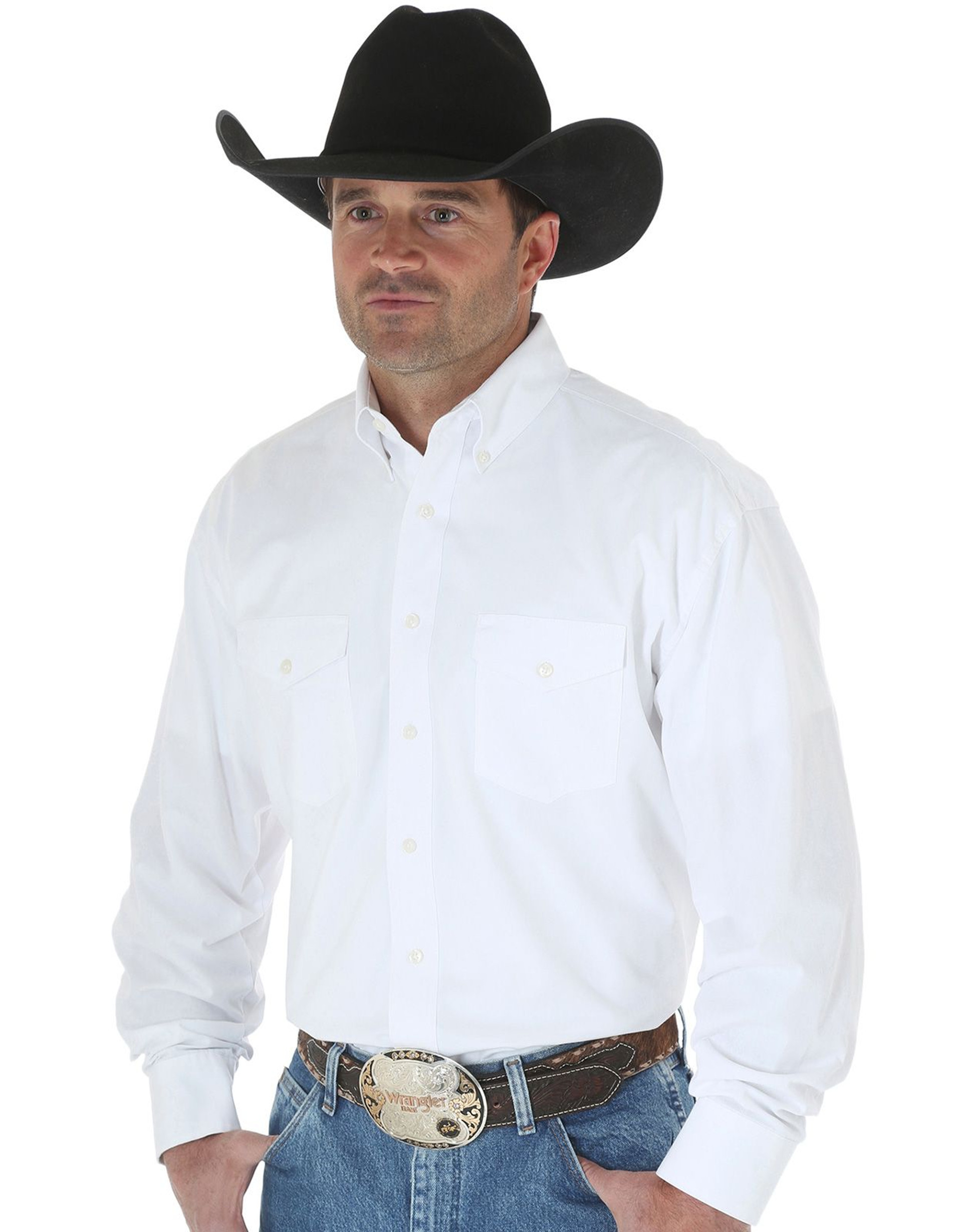 Cinch Men's Long Sleeve Solid Button Down Shirt - White