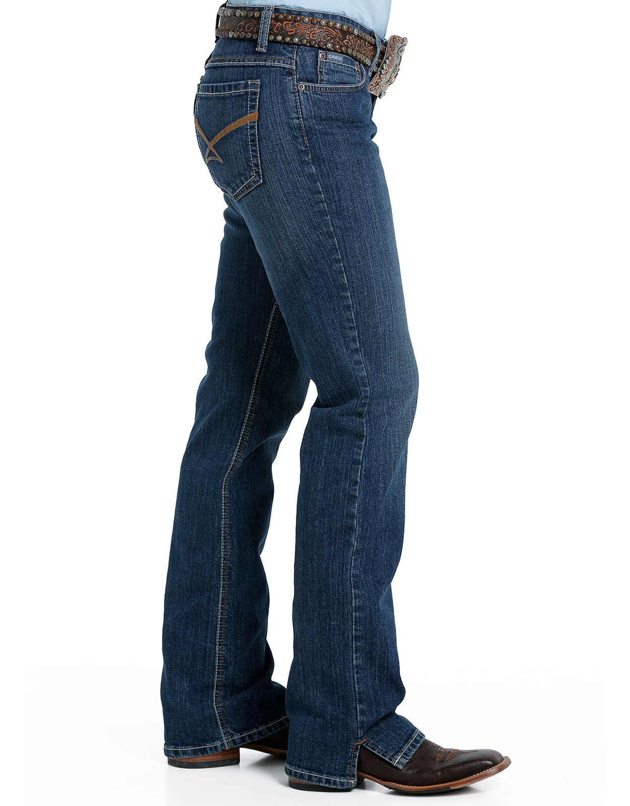 Cinch Women's Kylie II Mid Rise Slim Fit Boot Cut Jeans With Kick Slit