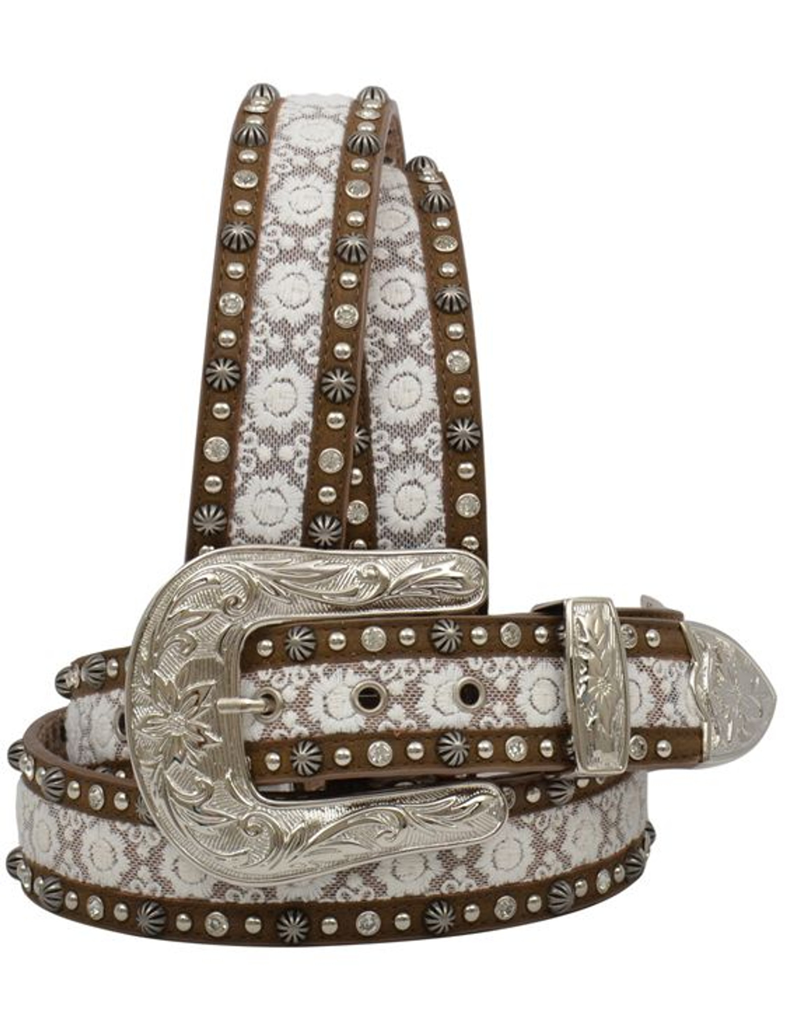 Angel Ranch Women's 1 1/2" Lace Belt - Distressed Brown