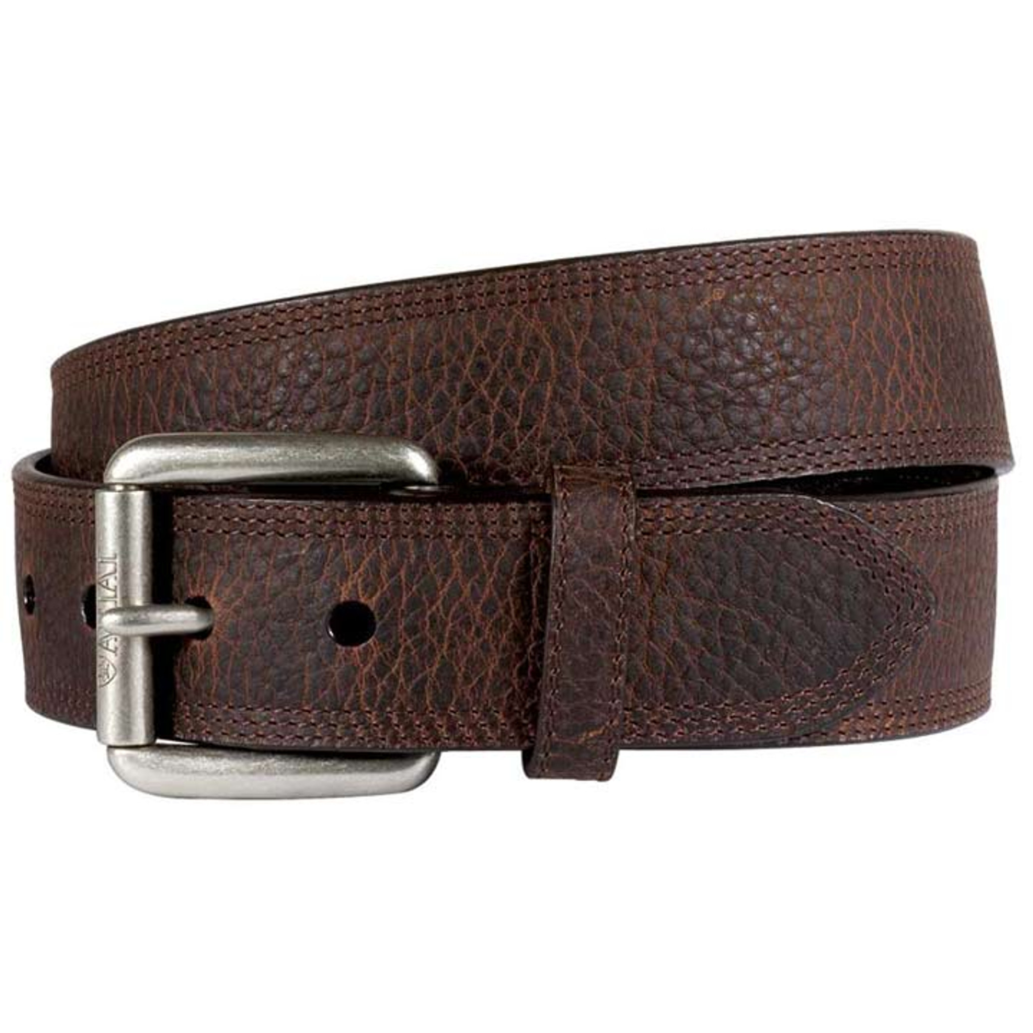 Ariat Men's Premium Leather Triple Row Stitch Belt - Brown Rowdy