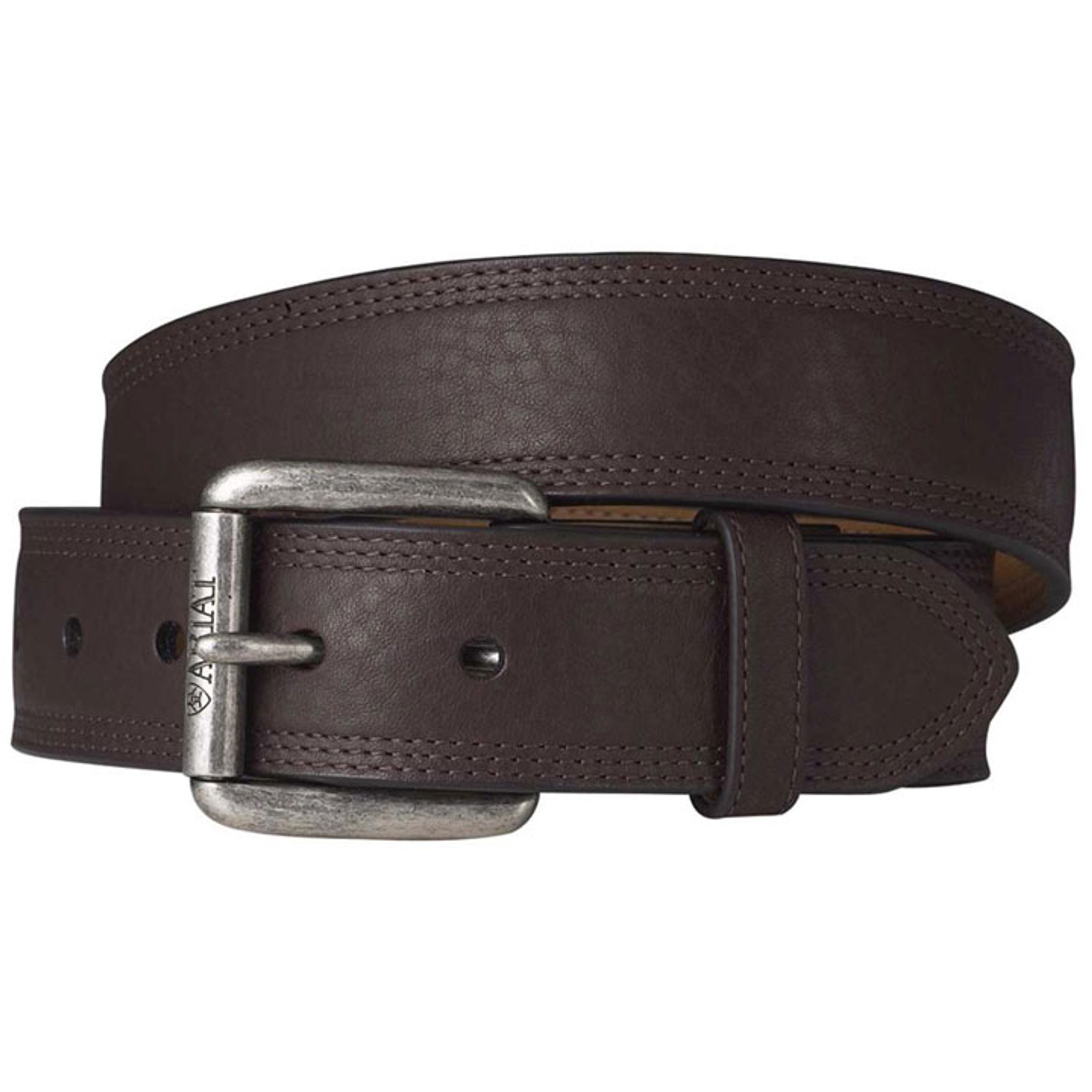 Ariat Men's Premium Leather Triple Row Stitch Belt - Dark Copper