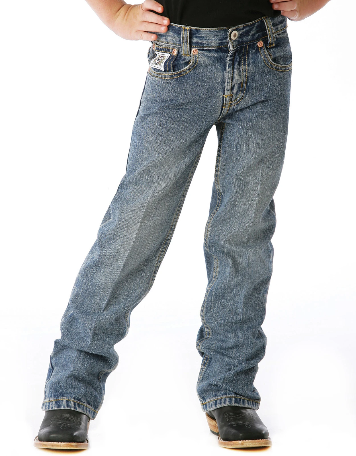 Cinch Boys' White Label Mid Rise Relaxed Fit Straight Leg Jeans (Sizes 1T-4T) - Light Stonewash