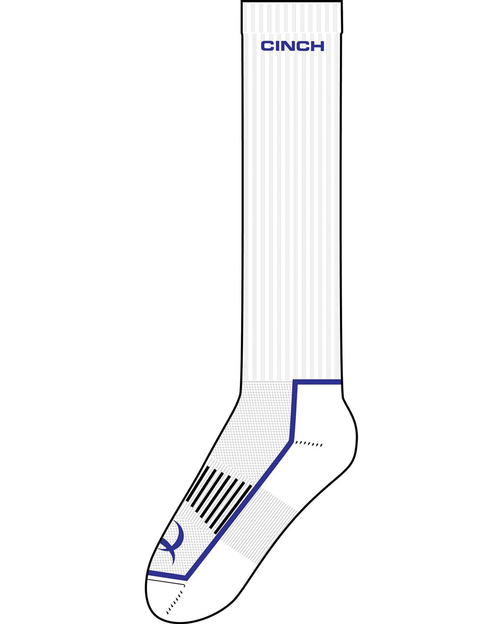 Cinch Men's 10" Solid Logo Performance Boot Socks - White