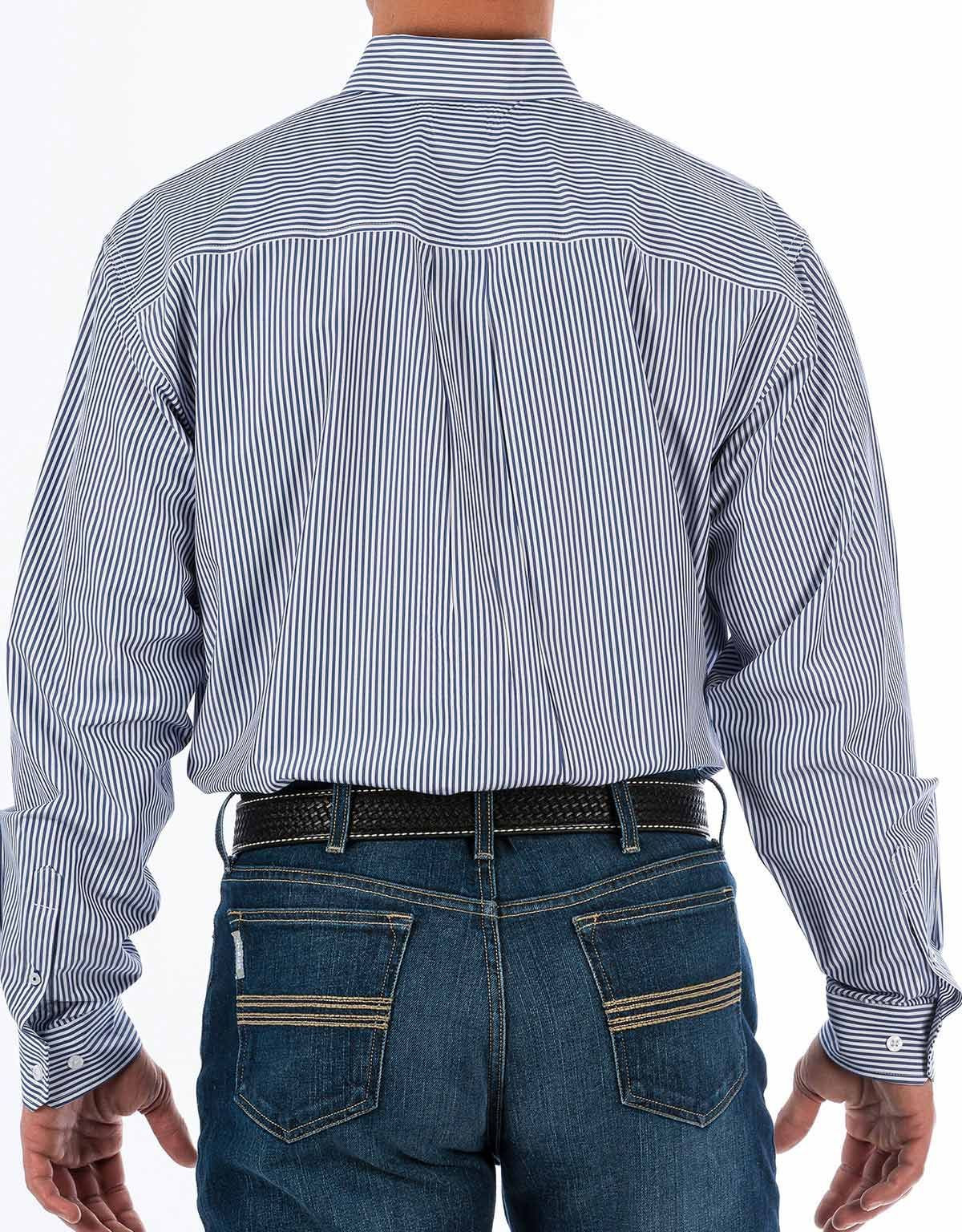 Cinch Men's Long Sleeve Stripe Button Down Shirt - Royal