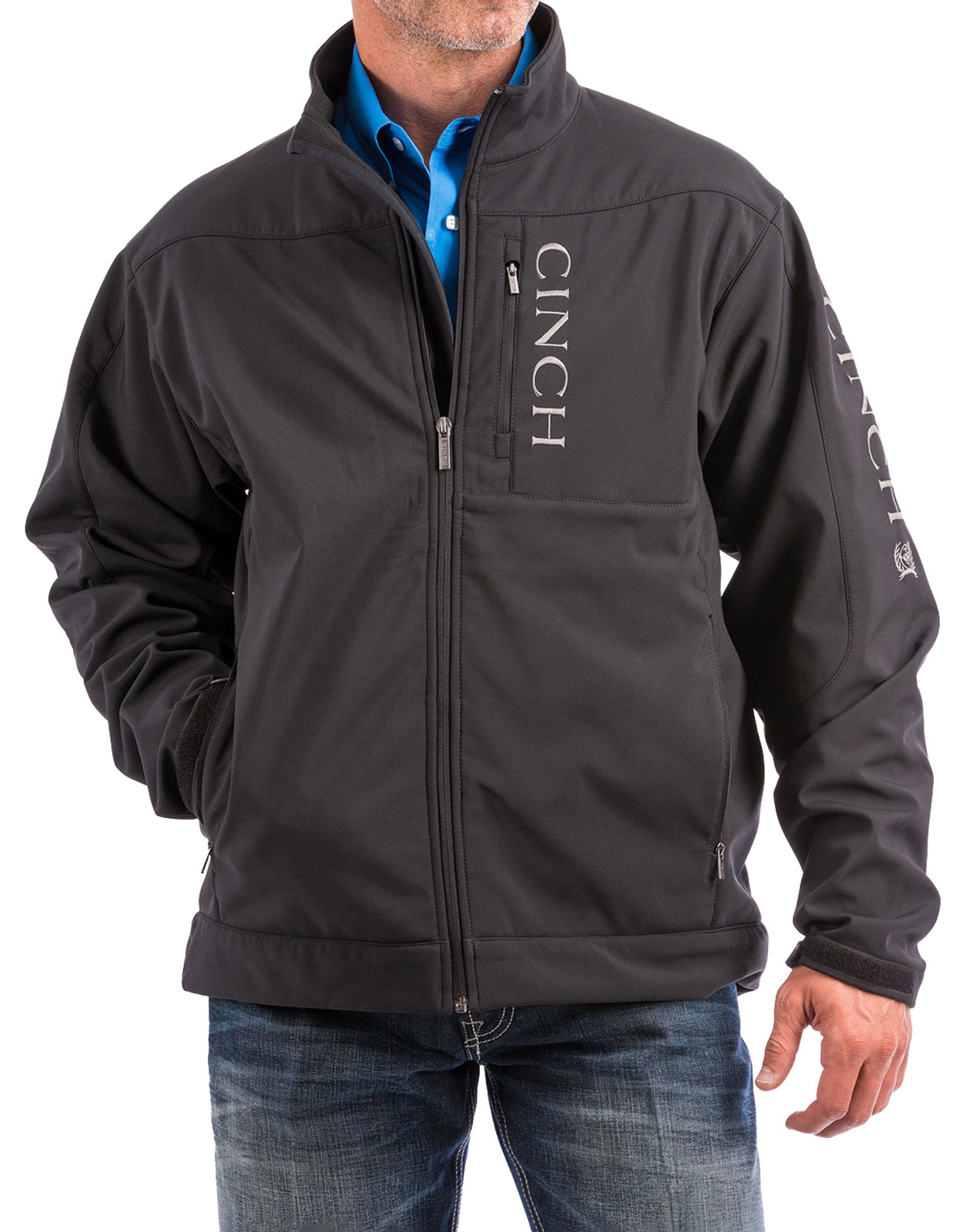 Cinch Men's Bonded Concealed Carry Solid Zip Logo Jacket - Black