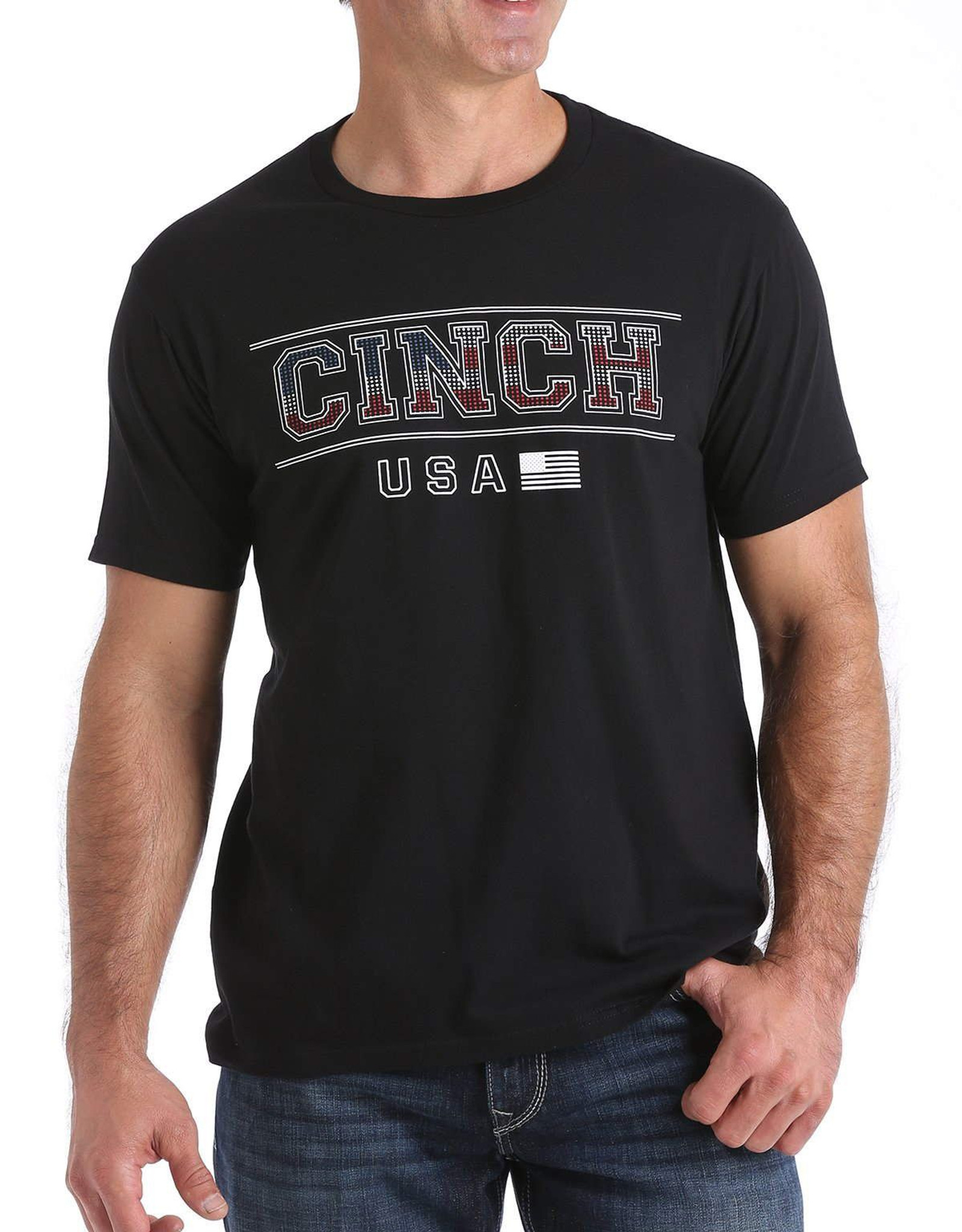 Cinch Men's Short Sleeve Solid Logo Tee Shirt- Black