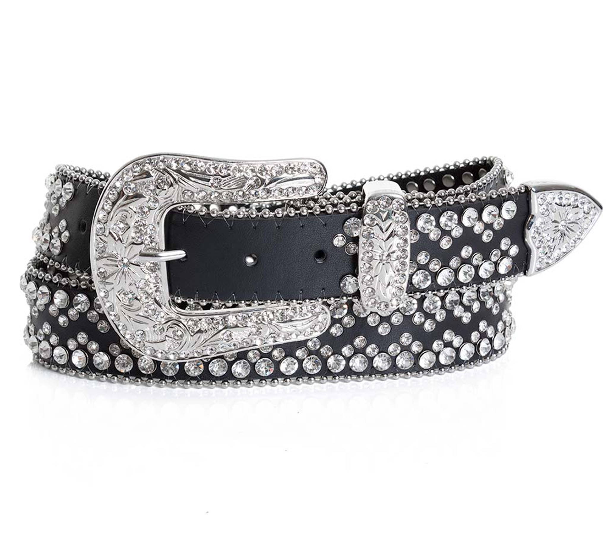 Kamberley Womens Rhinestone Belt - Black