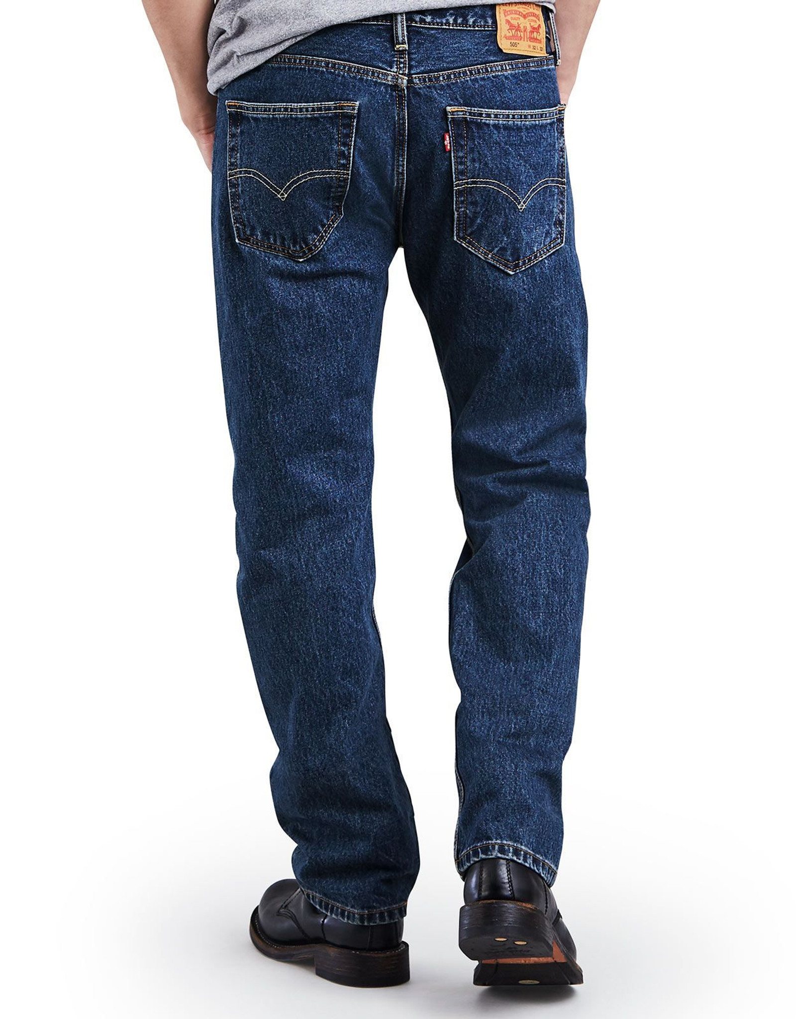 Levi's Men's 505 Regular Mid Rise Regular Fit Straight Leg Jeans - Dark  Stonewash