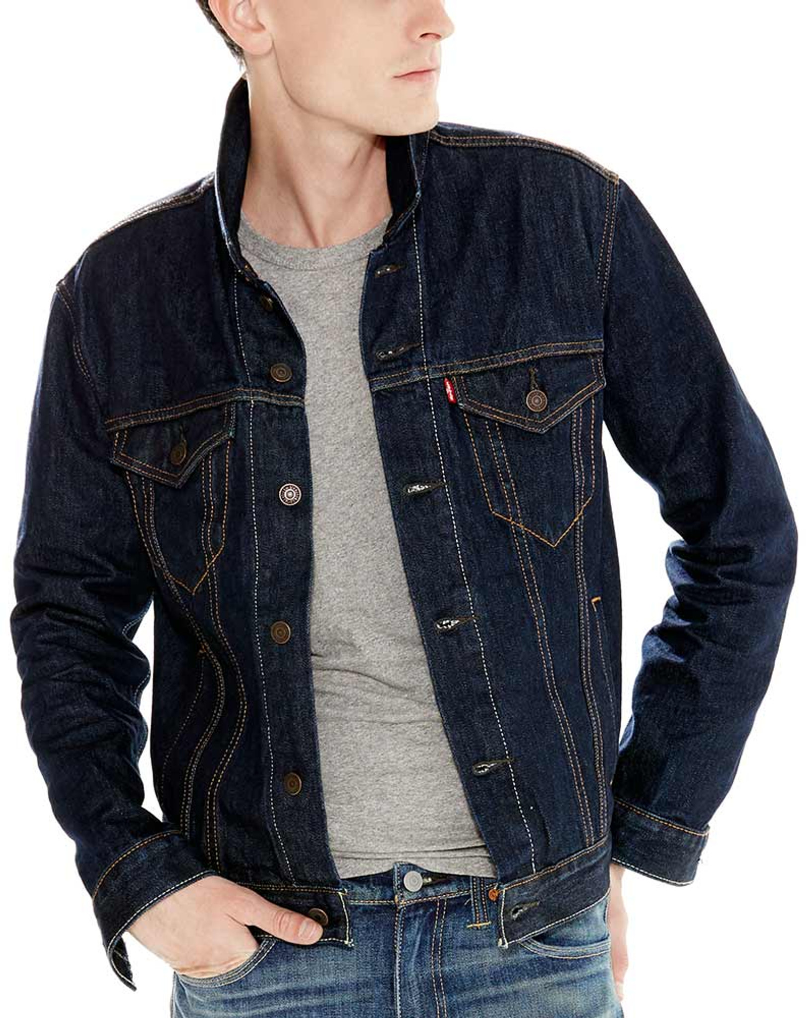 Levi's Men's Denim Button Down Trucker Jacket - Rinse