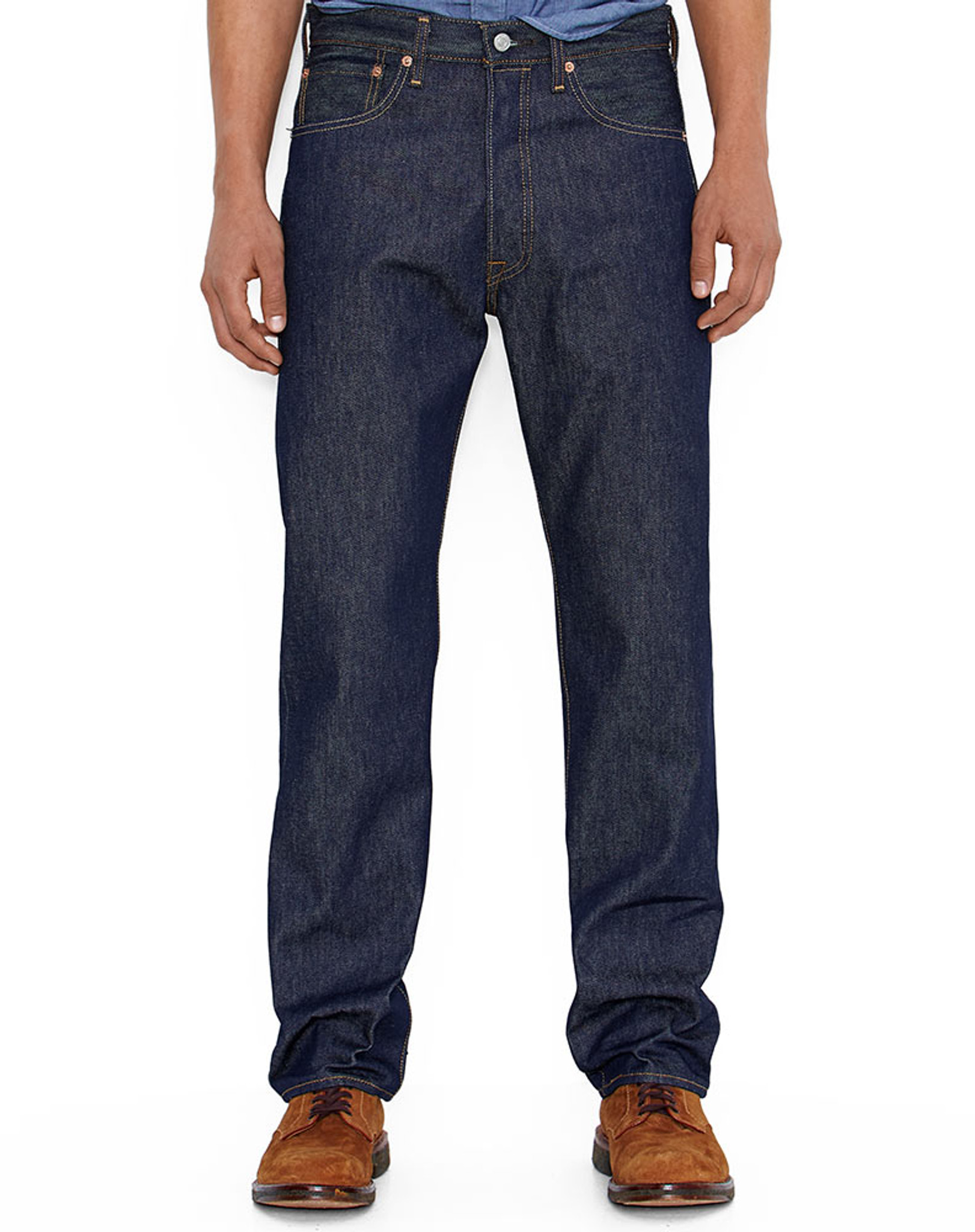 Levi's Men's 501 Original Shrink to Fit Mid Rise Regular Fit Straight Leg  Jeans - Rigid Indigo