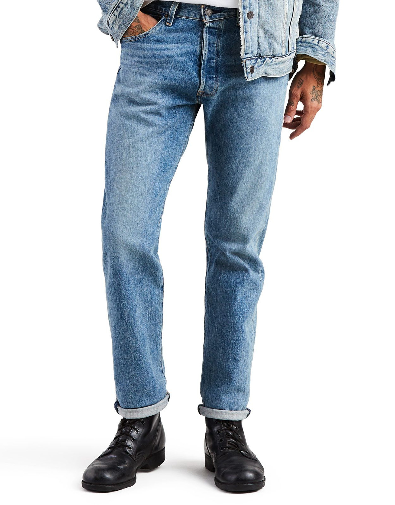 Levi's Men's 501 Original Stretch Mid Rise Regular Fit Straight Leg Jeans - The Ben