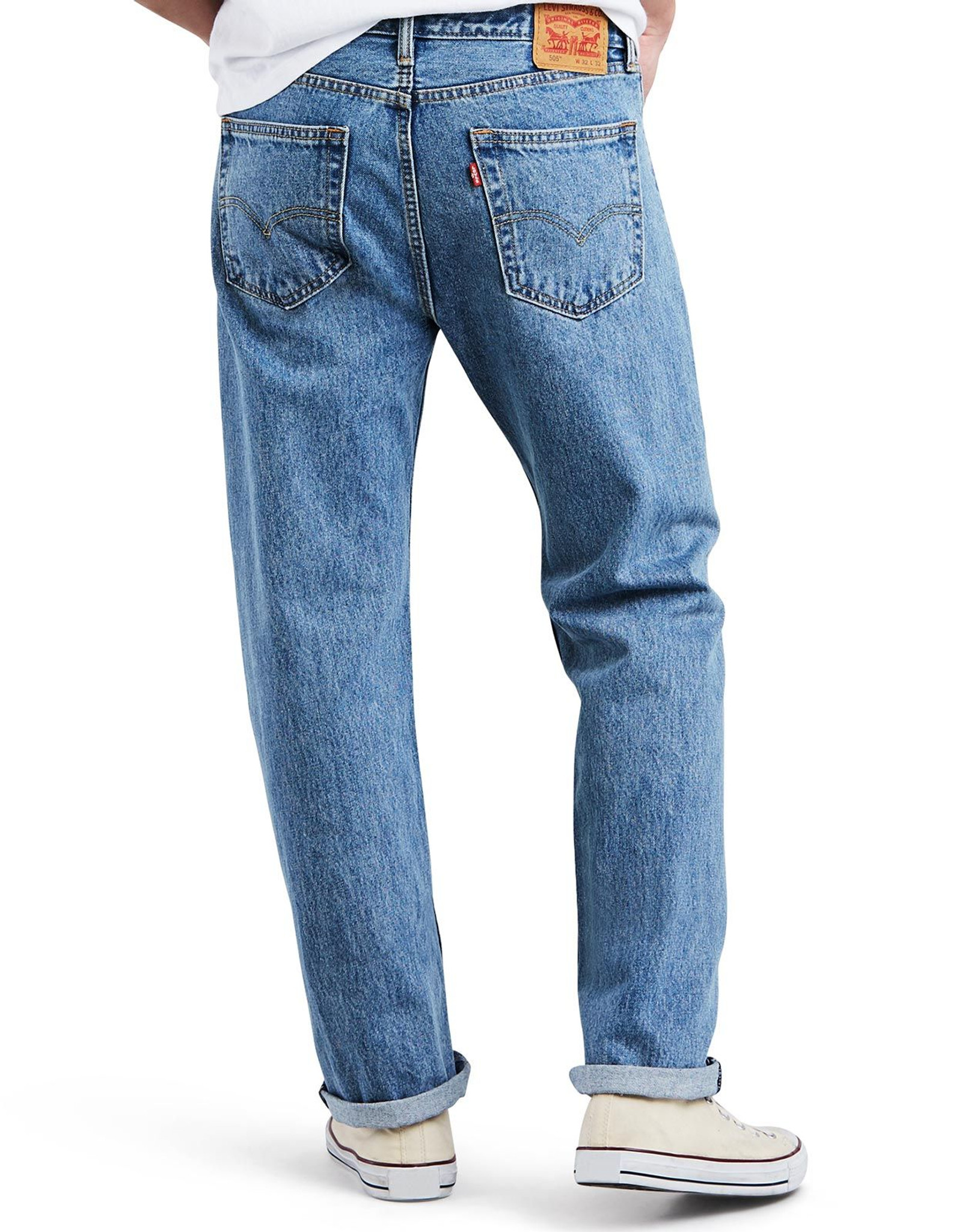 Levi's Men's 505 Regular Mid Rise Regular Fit Straight Leg Jeans - Light  Stonewash