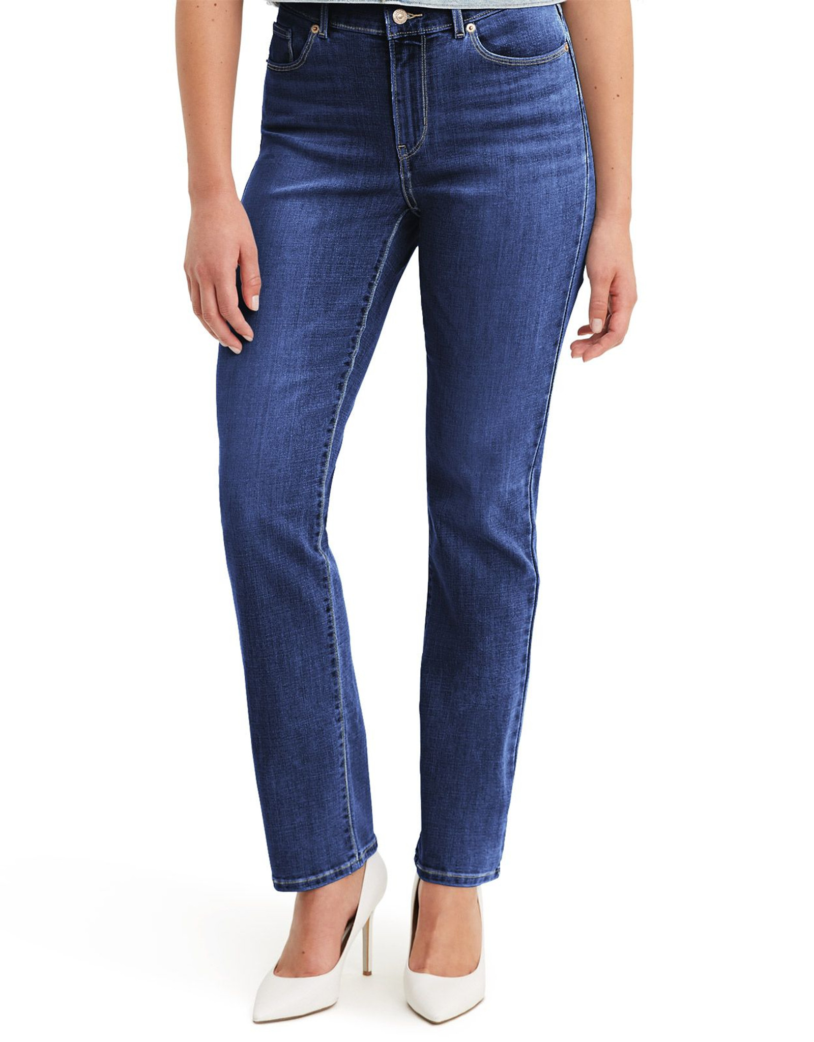 Levi's Women's Classic Straight Stretch Mid Rise Easy Fit Straight Leg Jeans  - Lapis Dark Horse