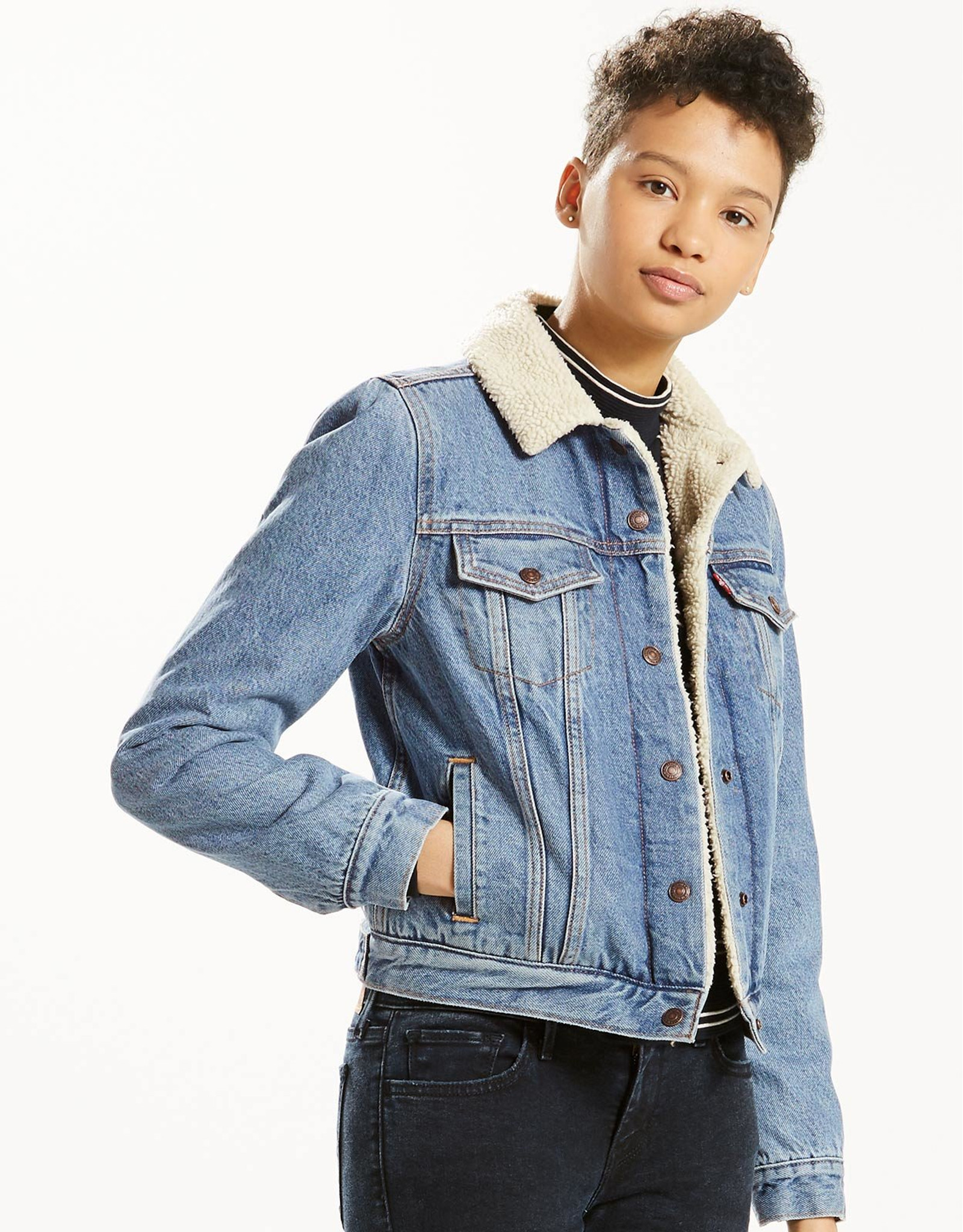 levi sherpa jean jacket womens