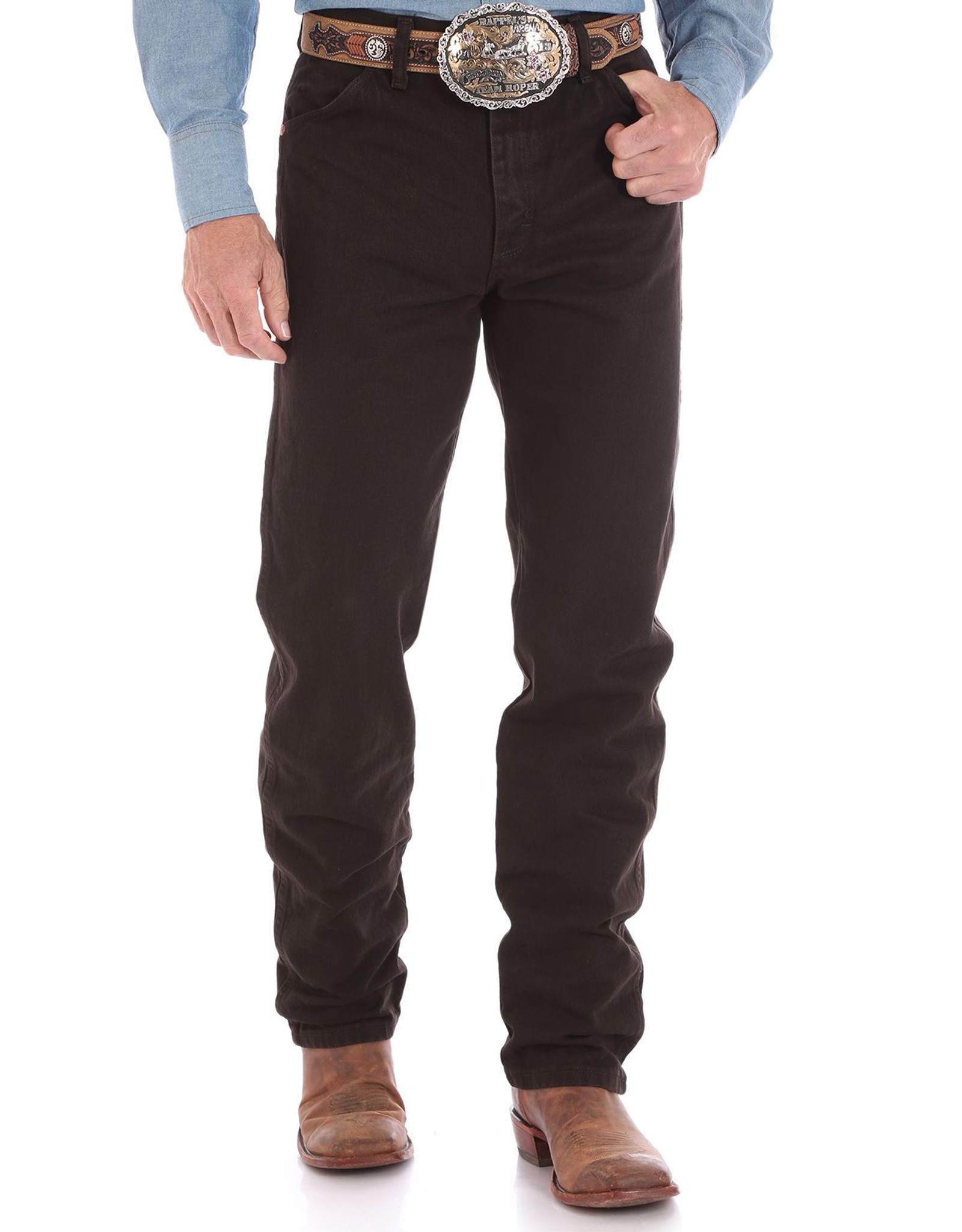 Wrangler Men's 13 Original High Rise Regular Fit Tapered Leg Jeans - Chocolate