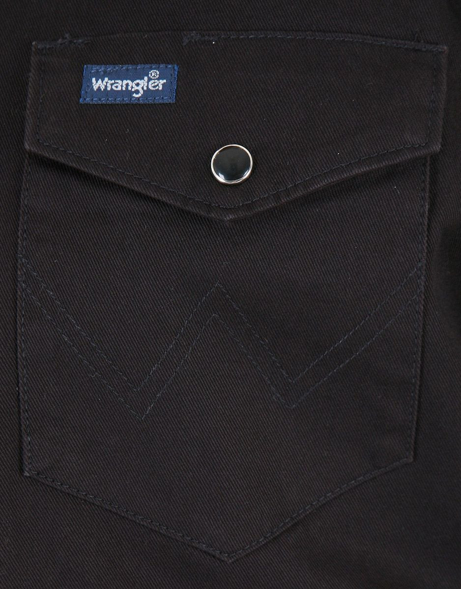 Long Sleeve Solid Snap Work Shirt - Black