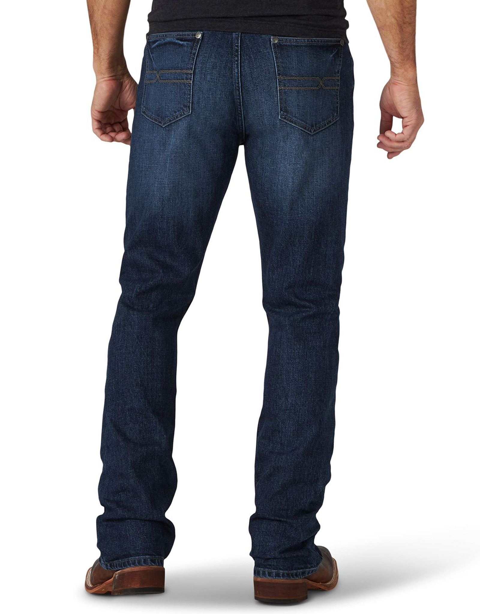Wrangler Men's 42 Stretch Low Rise Slim Fit Boot Cut Jeans - Stockyard