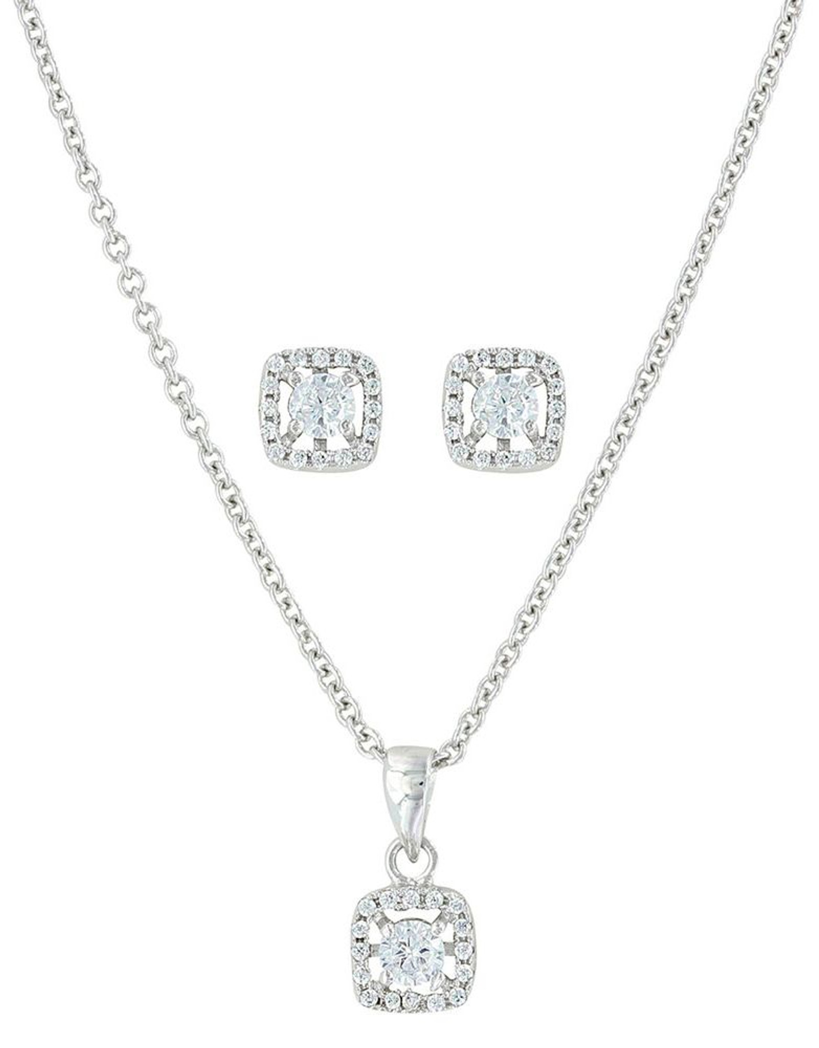 Silver Plated Cubic Zirconia Stud Earring And Initial Multi-strand Chain  Necklace Set 2pc - A New Day™ Silver : Target