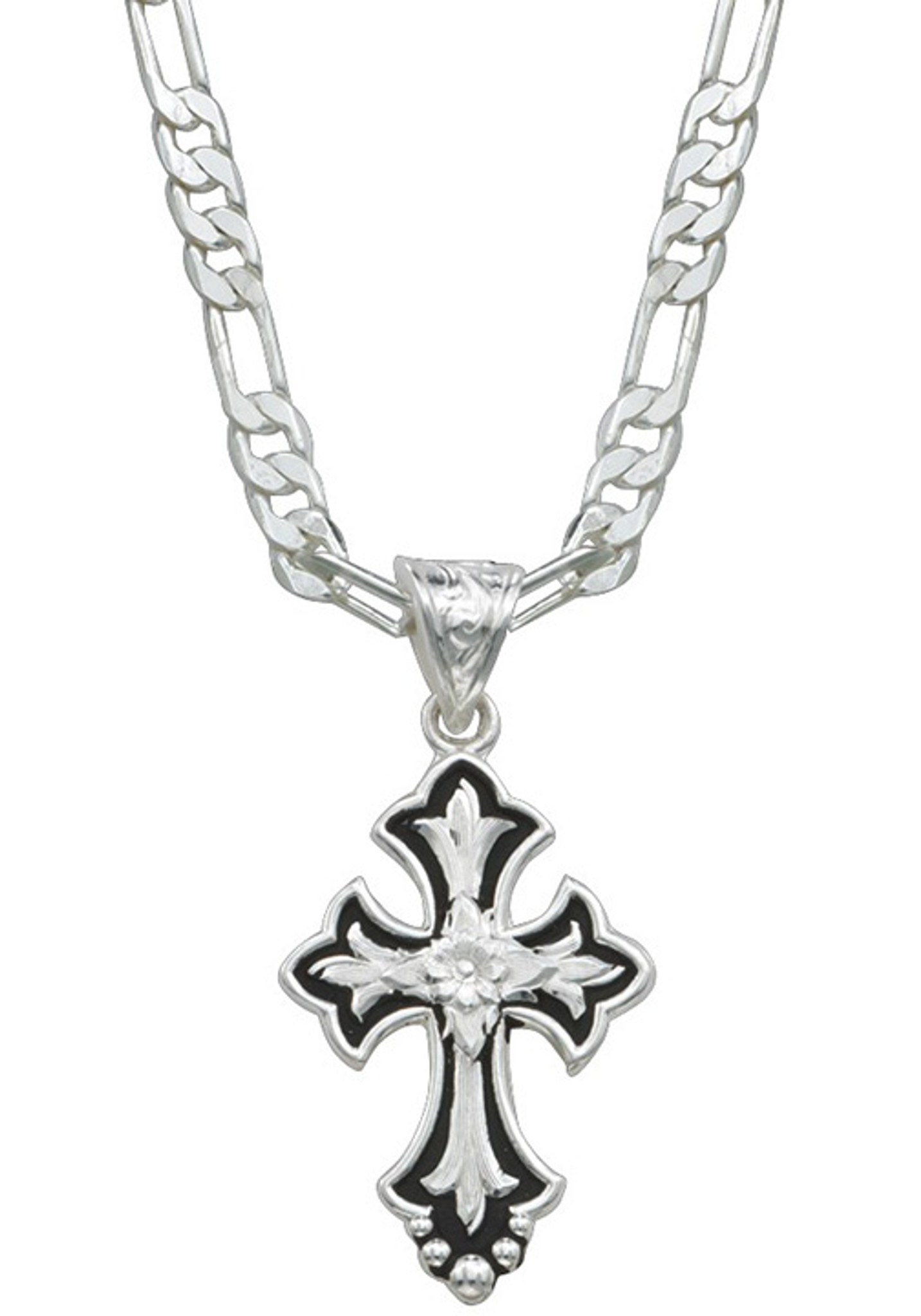 Montana Silversmiths Flower on Silver and Black Cross Fluery