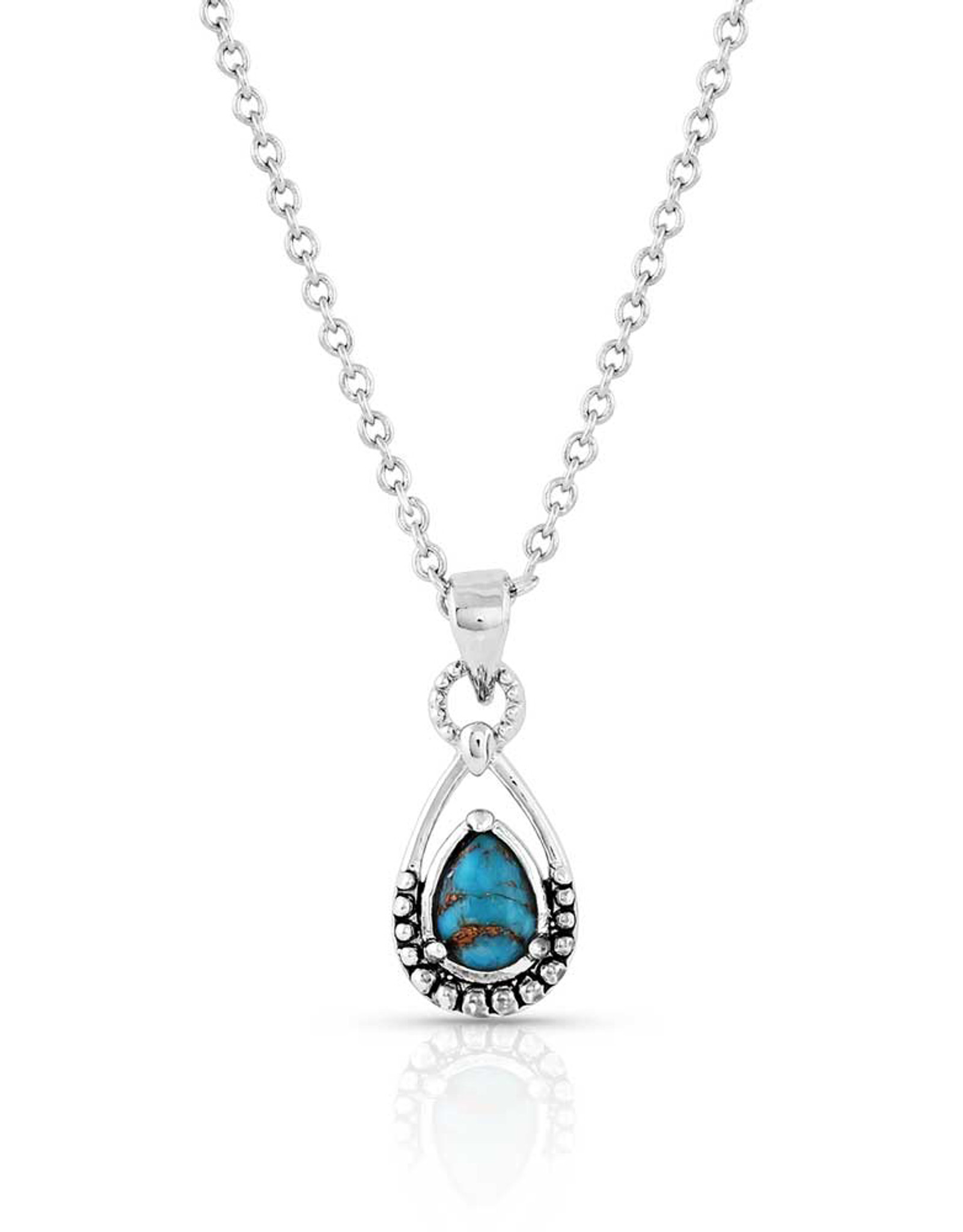 Montana Silversmiths Women's Touch of Turquoise Teardrop Necklace - Silver