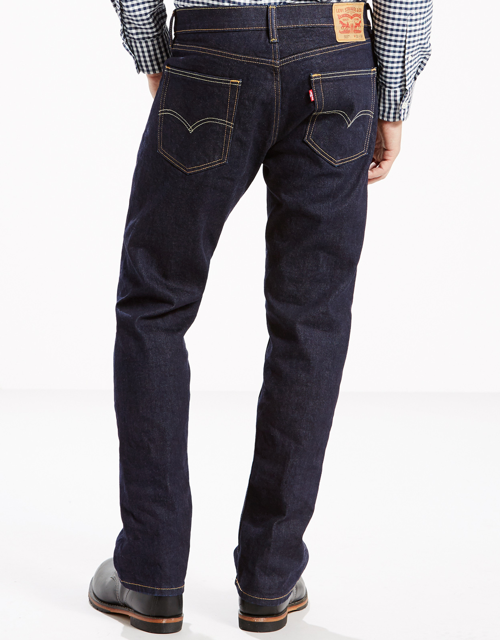 Levi's Men's 505 Regular Mid Rise Regular Fit Straight Leg Jeans - Rinse