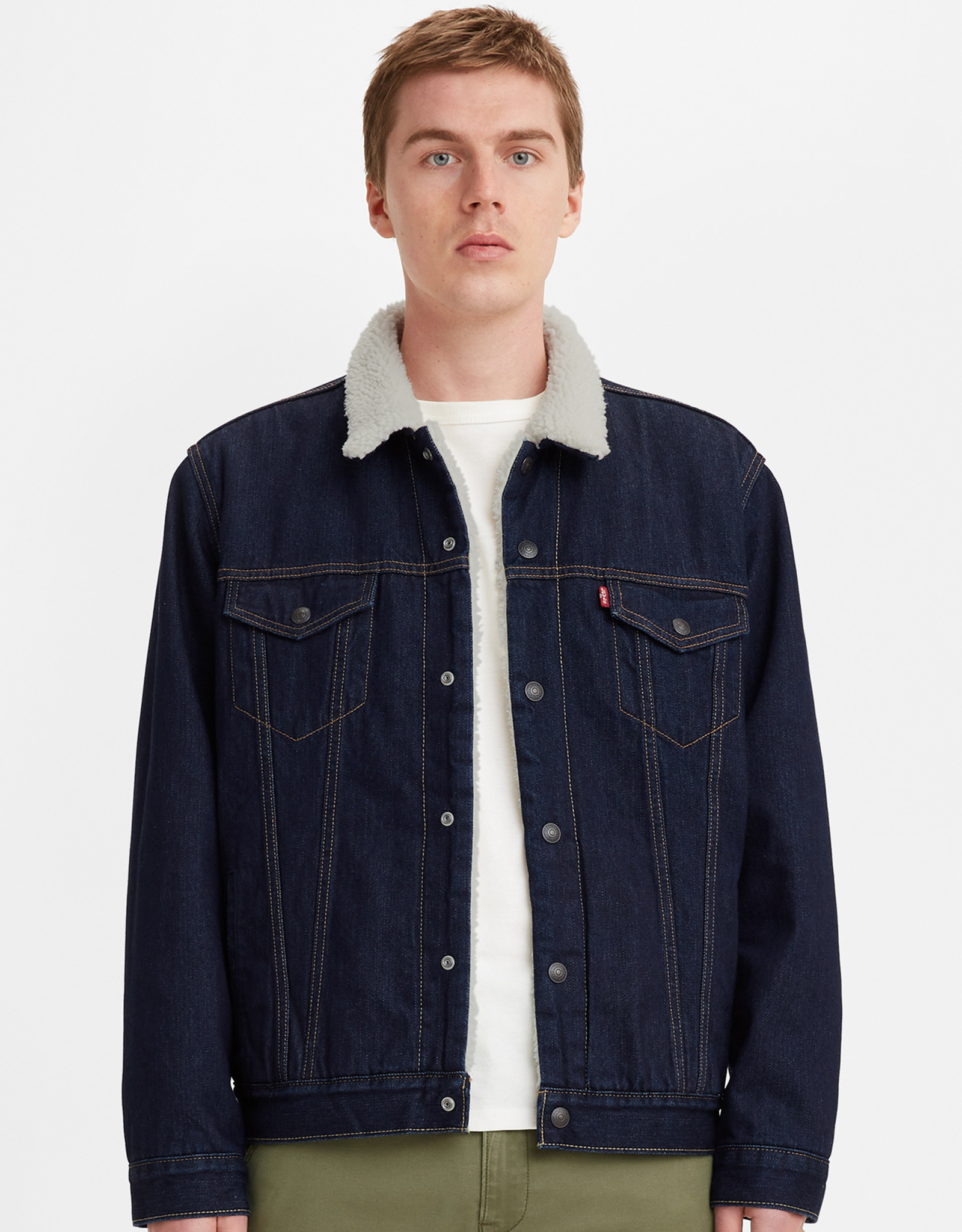 Levi's Men's Sherpa Trucker Denim Snap Jacket - Juniper Rinse - Langstons