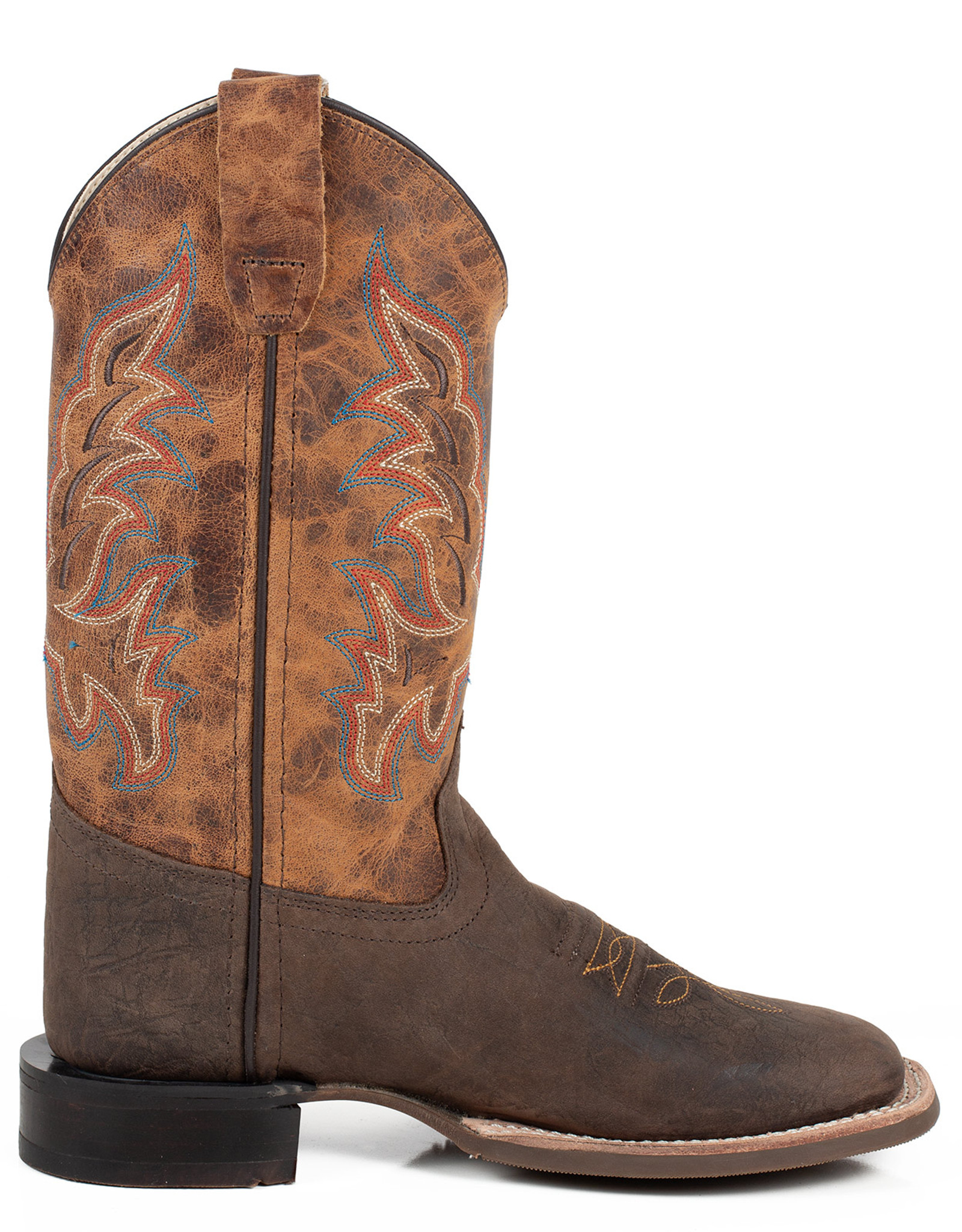 Old West Youth 10" Square Toe Boots - Distressed Brown/Brown