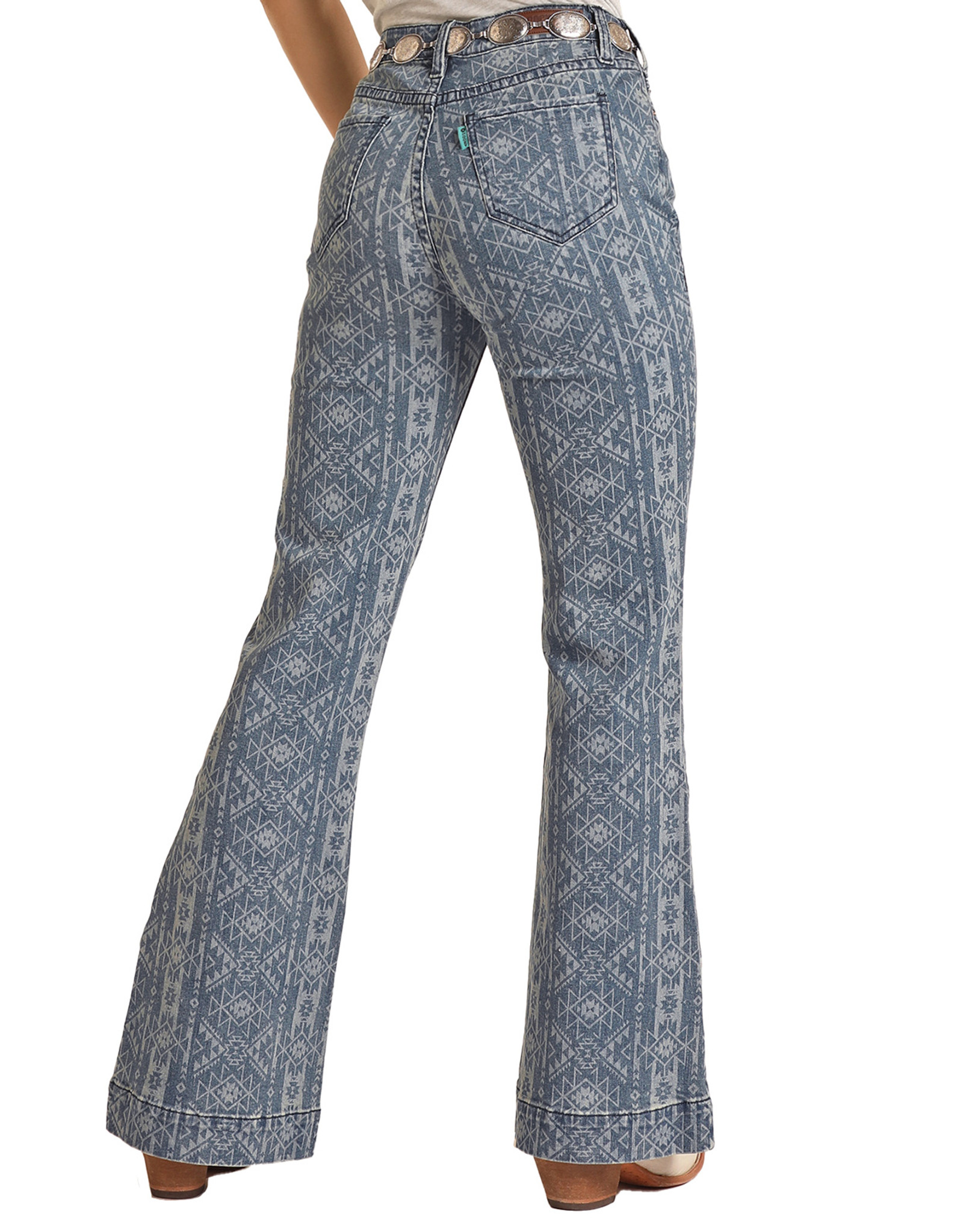 Rock & Roll Denim Women's Hooey Trouser Stretch High Rise Slim Fit Flare  Leg Jean - Medium Vintage (Closeout) - Langstons