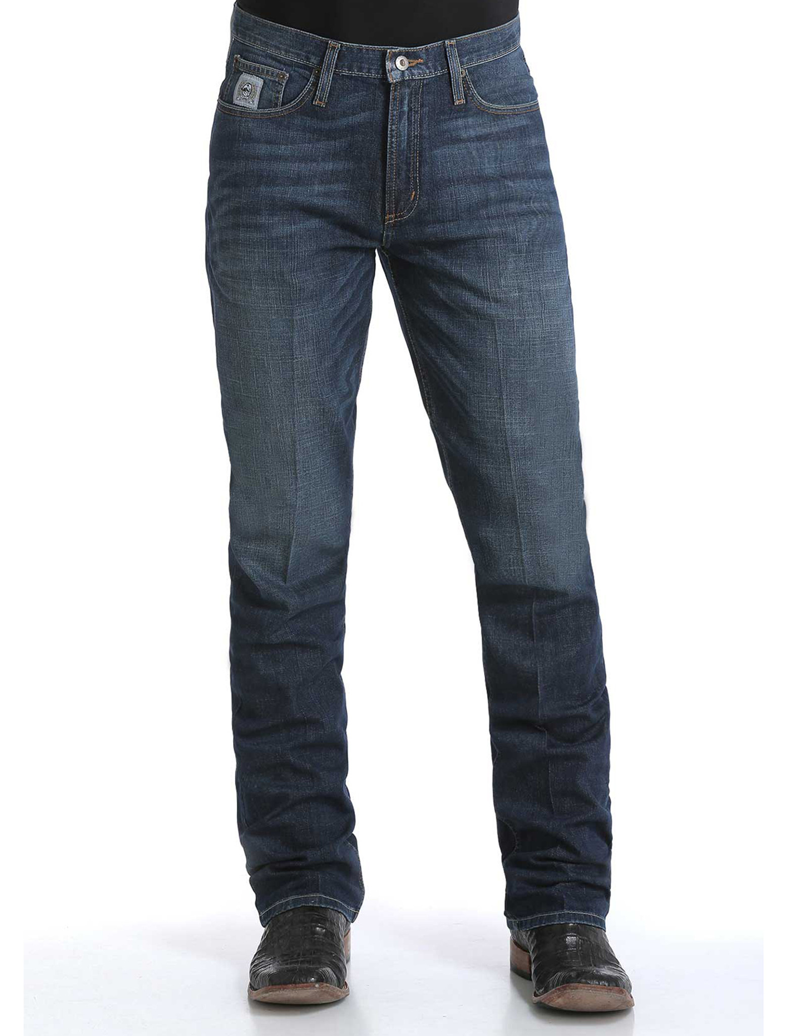 Cinch Men's Silver Label Dark Wash Slim Straight Jeans Dark Stone 26W x 30L  at  Men's Clothing store