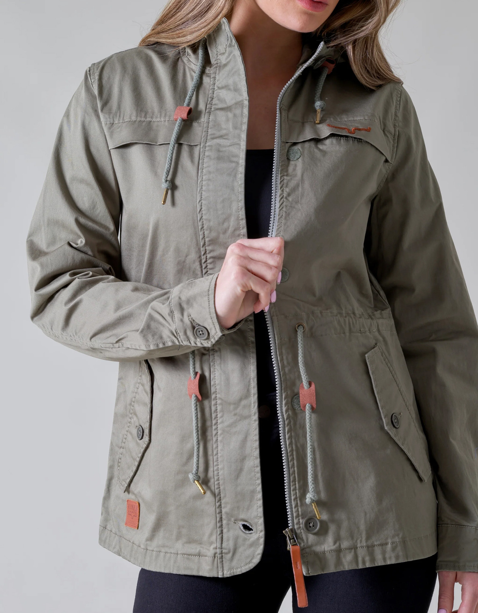 Kimes Ranch Women's Canvas AWA Solid Zip Anorak Jacket - Sage