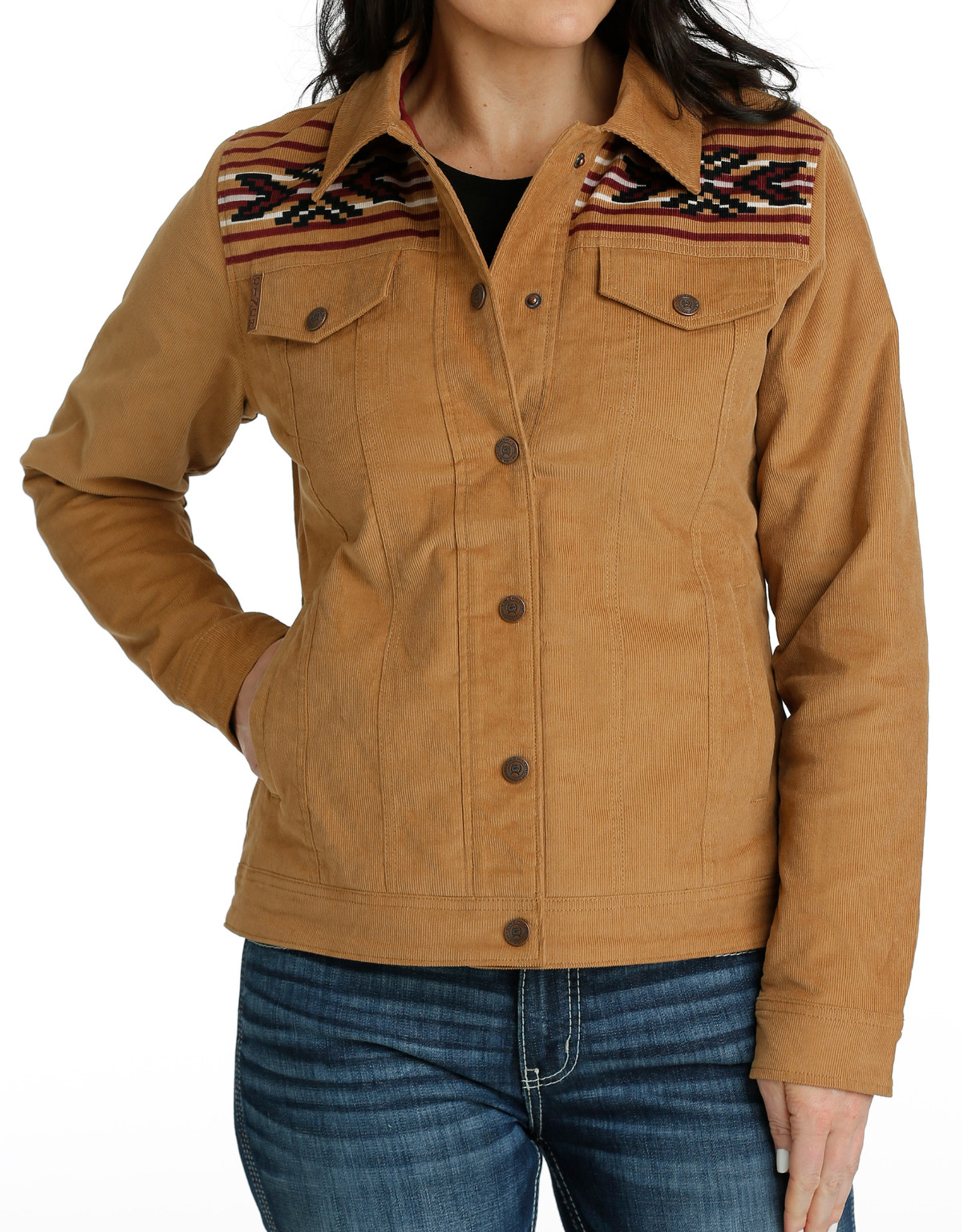 Entro Women's Brown Double Pocket Denim Jacket