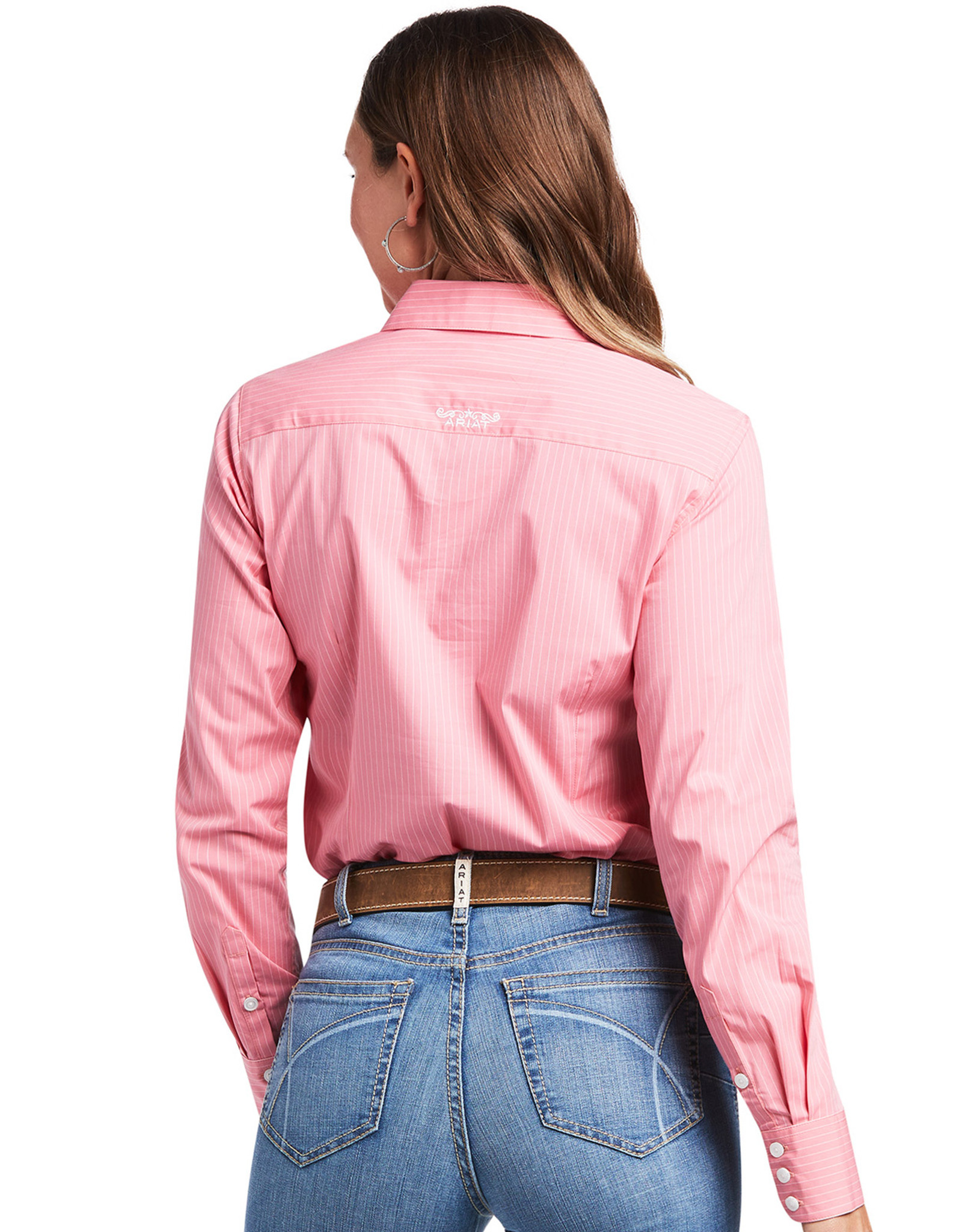 10040582 Ariat Women's Kirby Long Sleeve Stretch Button Shirt - ite  Bucking Bronc