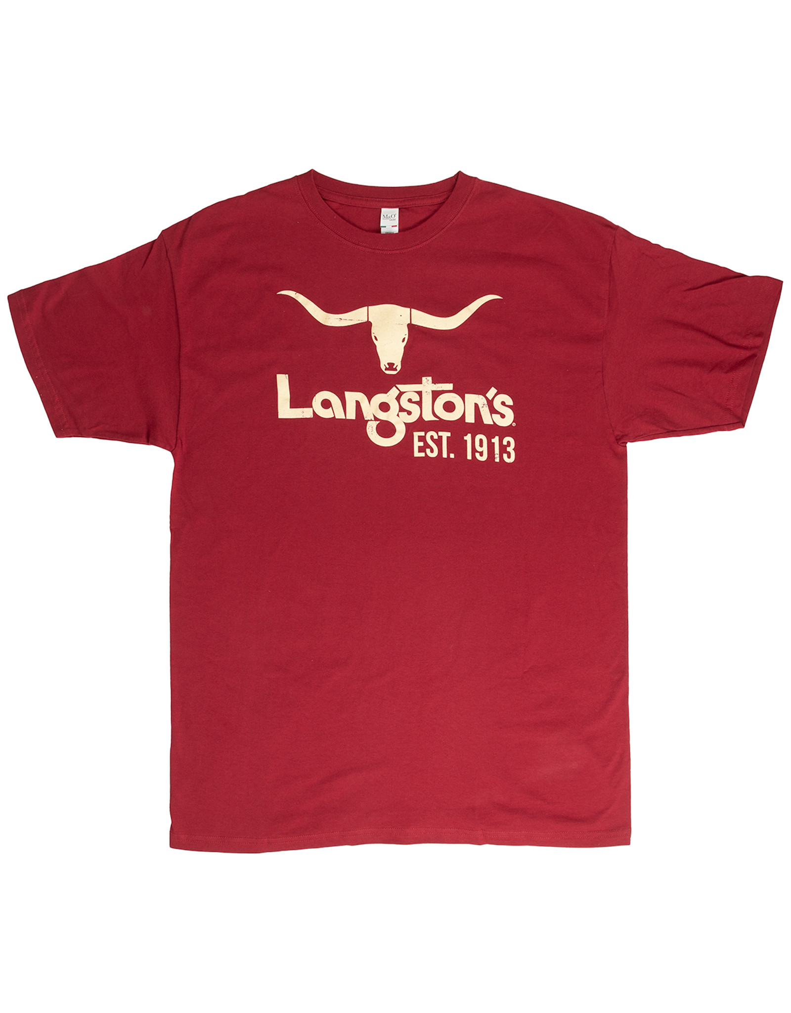 Langston's Short Sleeve Logo Print Tee Shirt Red (Closeout)
