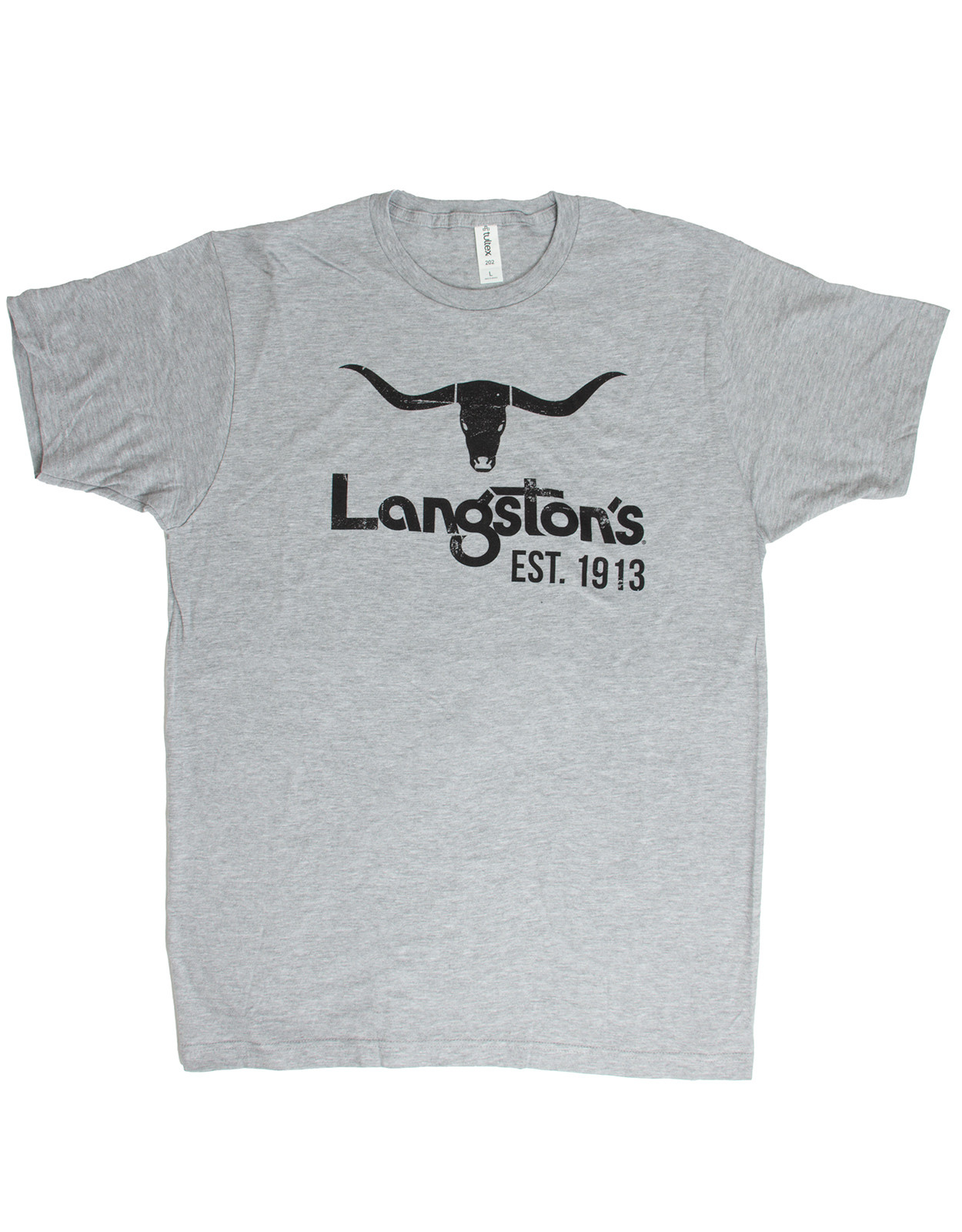 Langston's Short Sleeve Logo Print Tee Shirt - Grey (Closeout)