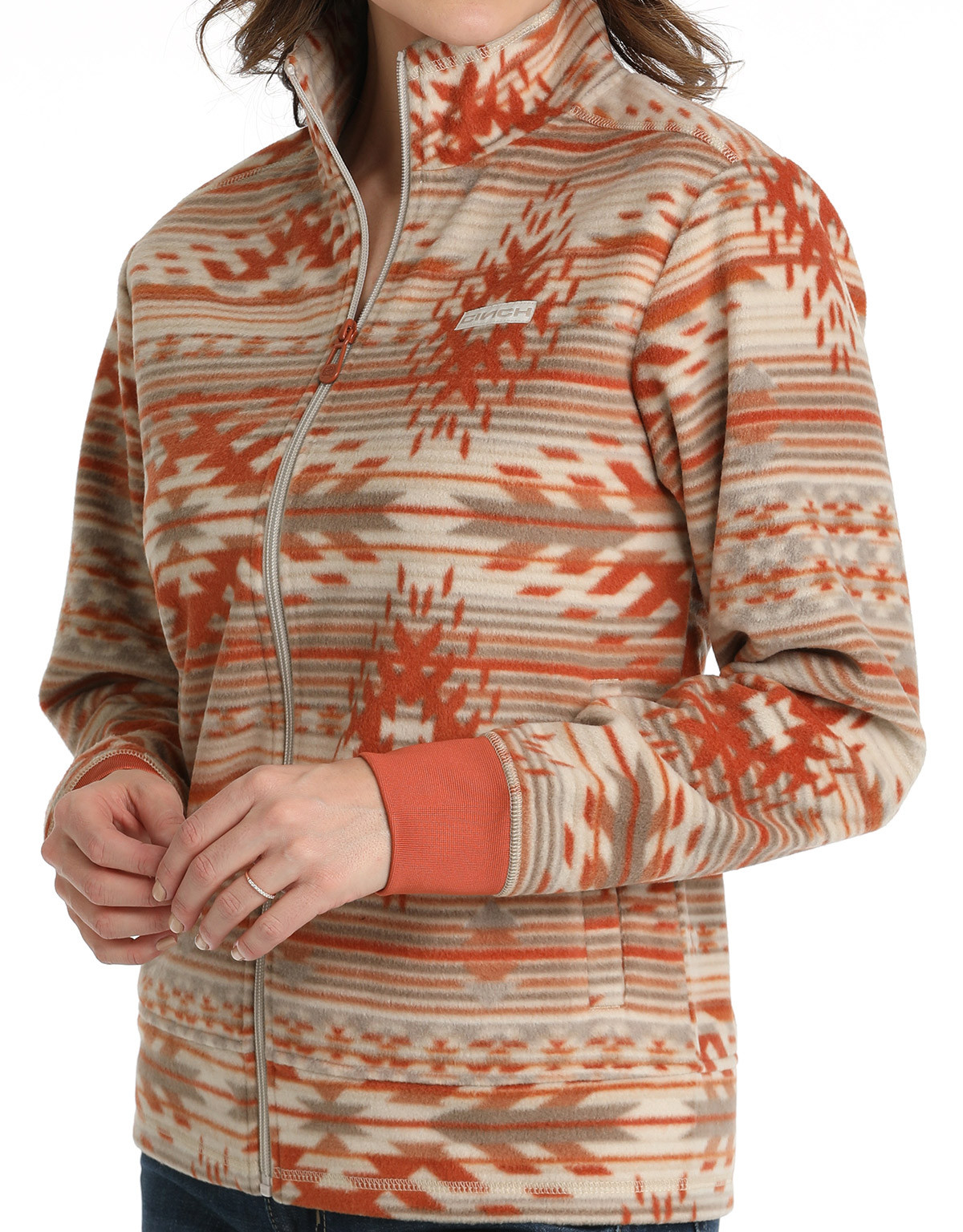 Cinch Women's Polar Fleece Print Zip Jacket - Stone (Closeout)