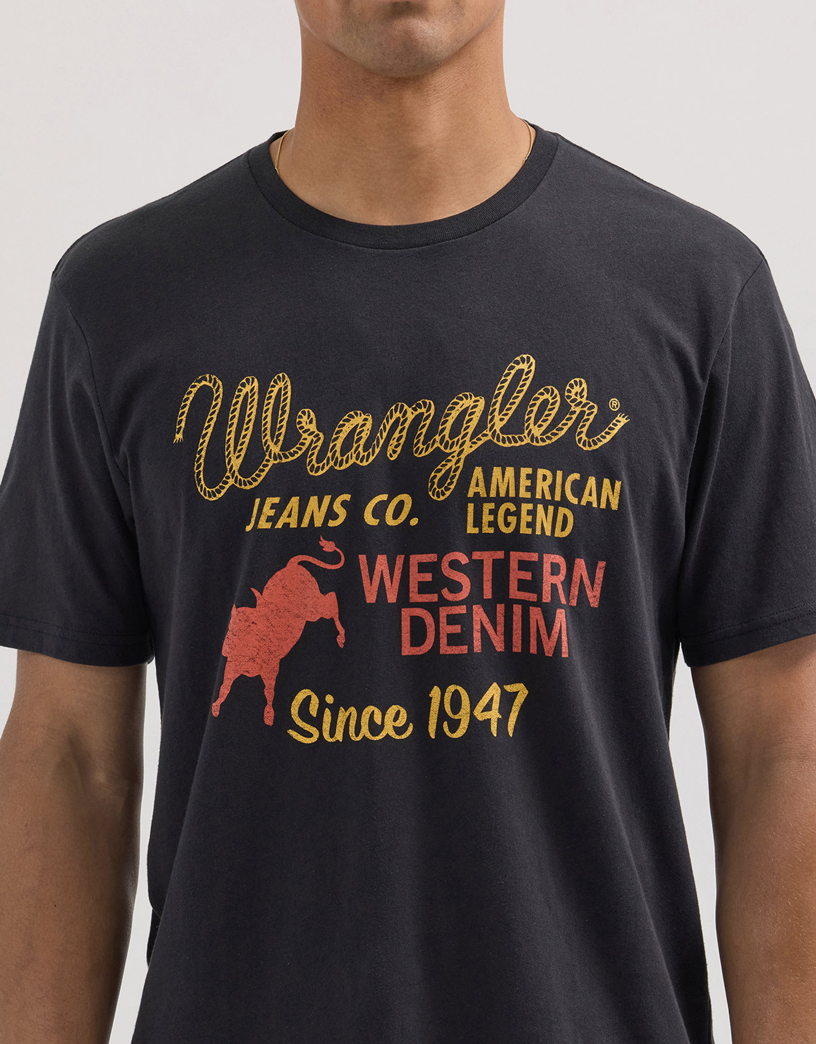 ◆Wrangler◆ USA Souvenir TShirt Black Wrangler Men's Short Sleeve