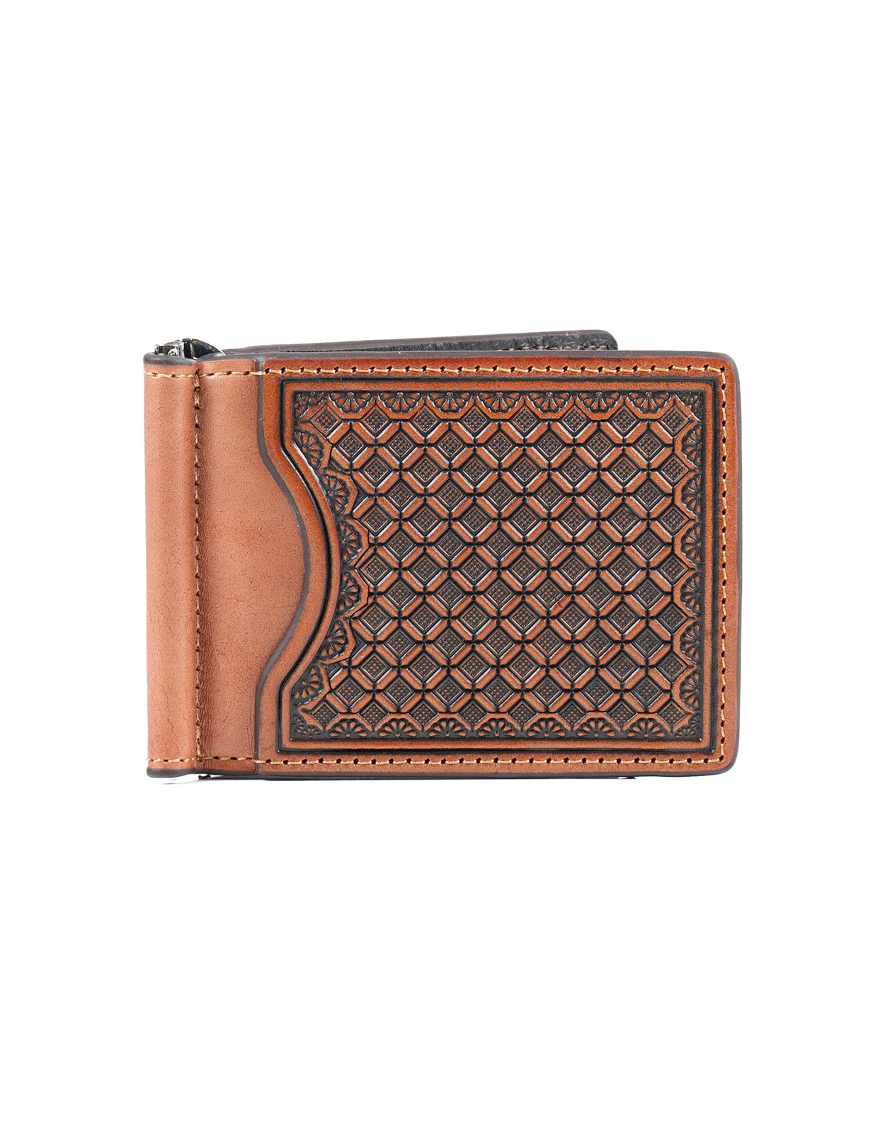 Nocona Men's Diamond Embossed Money Clip Wallet - Brown