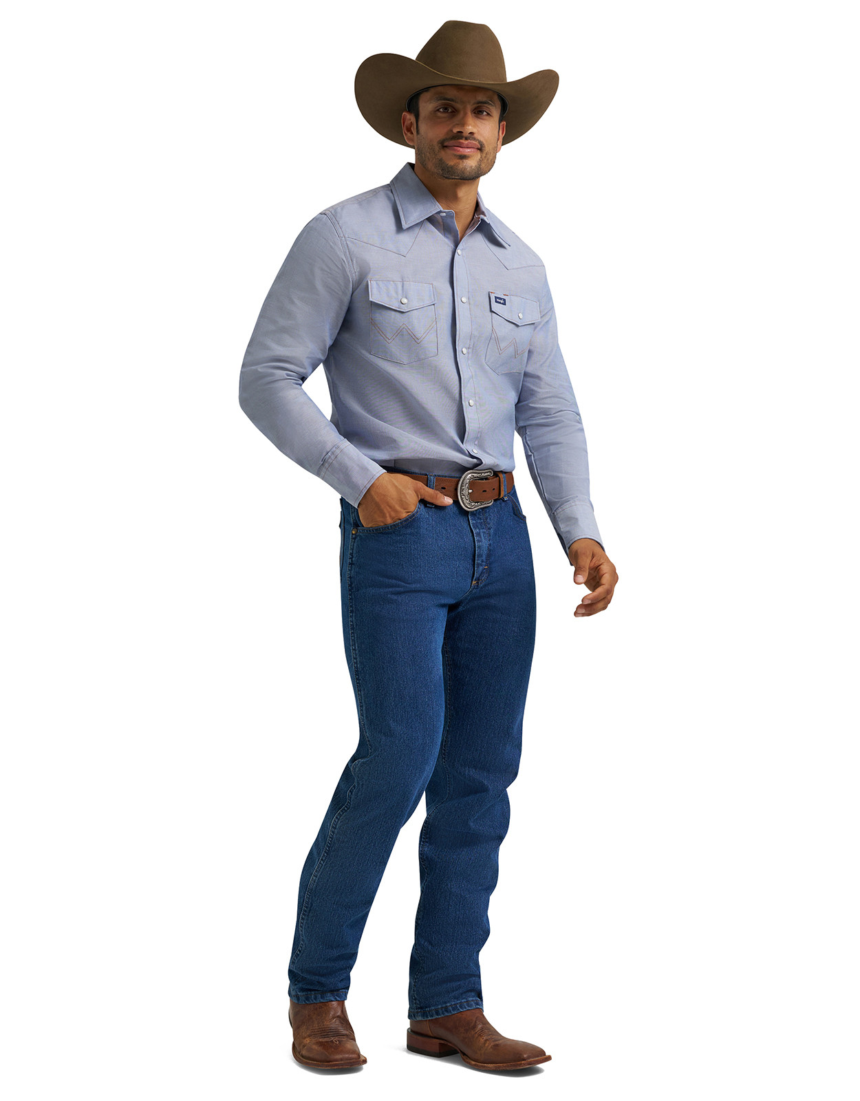 Wrangler Men's Long Sleeve Chambray Snap Western Work Shirt - Non